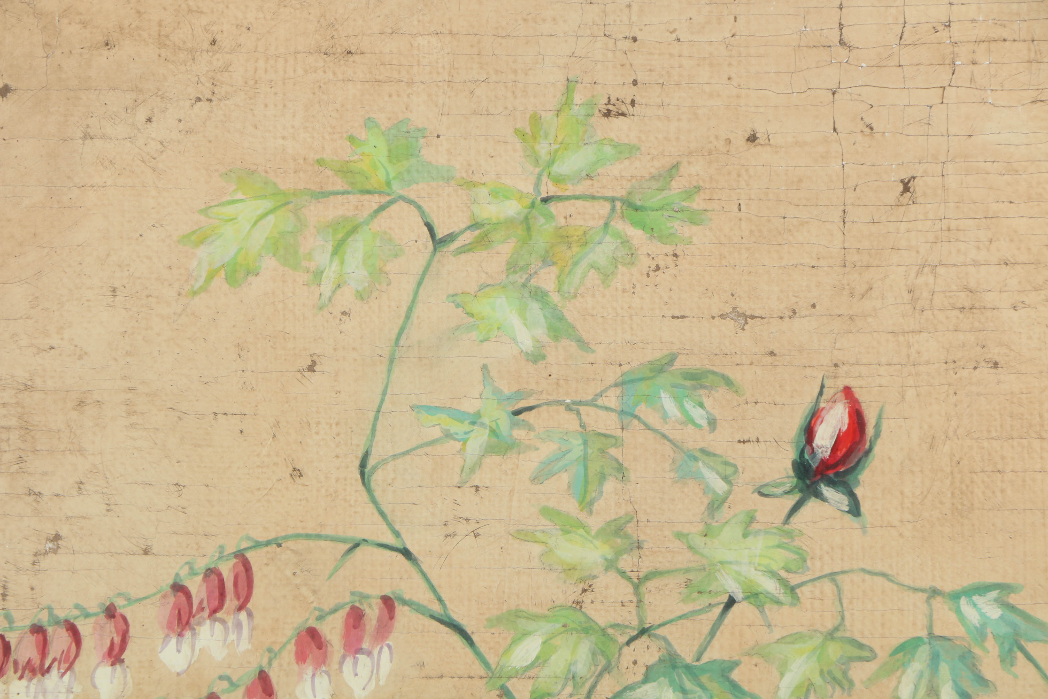 Jacques Lamy Fresco Painting on Burlap Floral Still Life