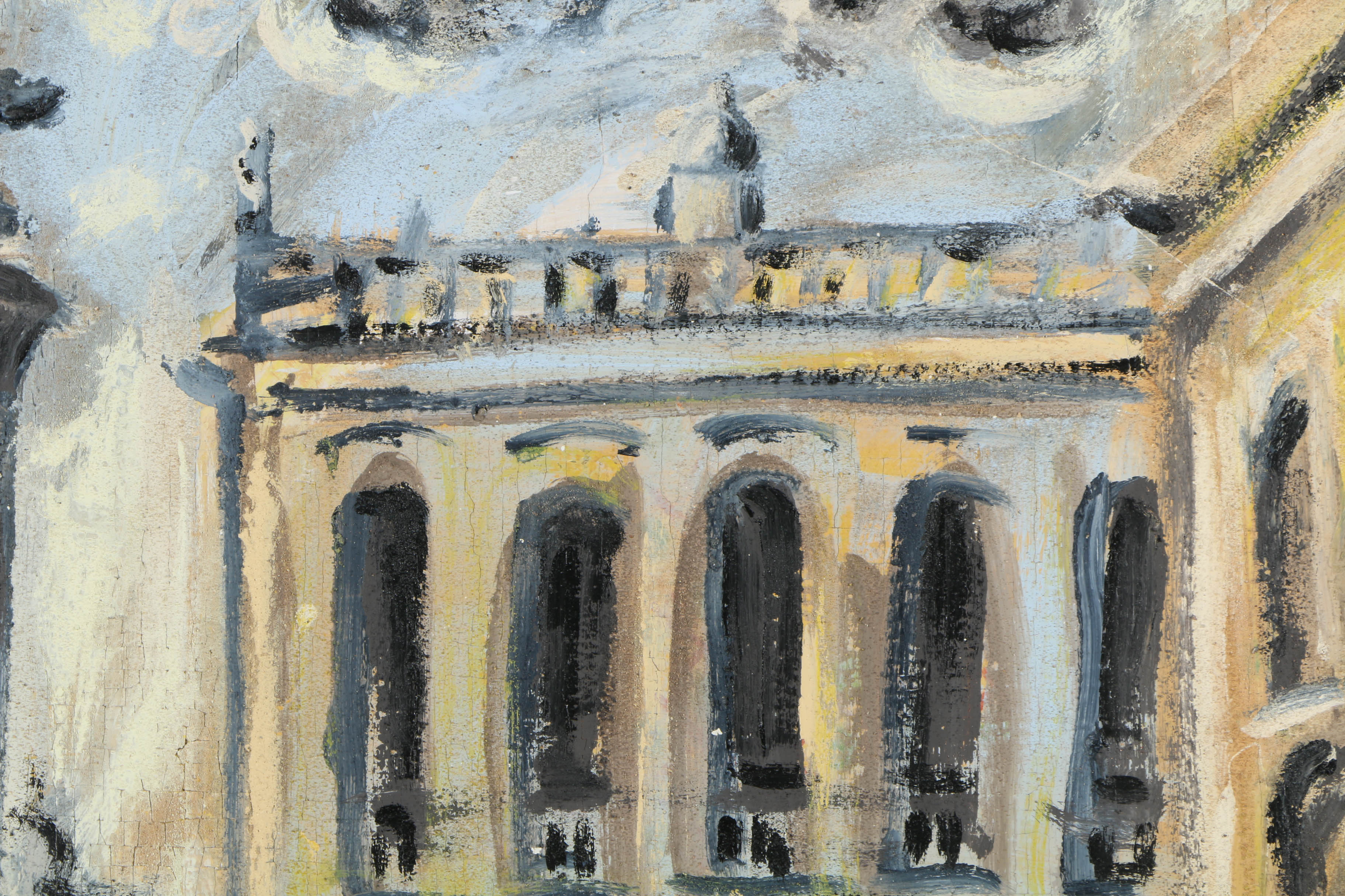 Jacques Lamy Plaster Painting on Burlap "San Mark's Square"