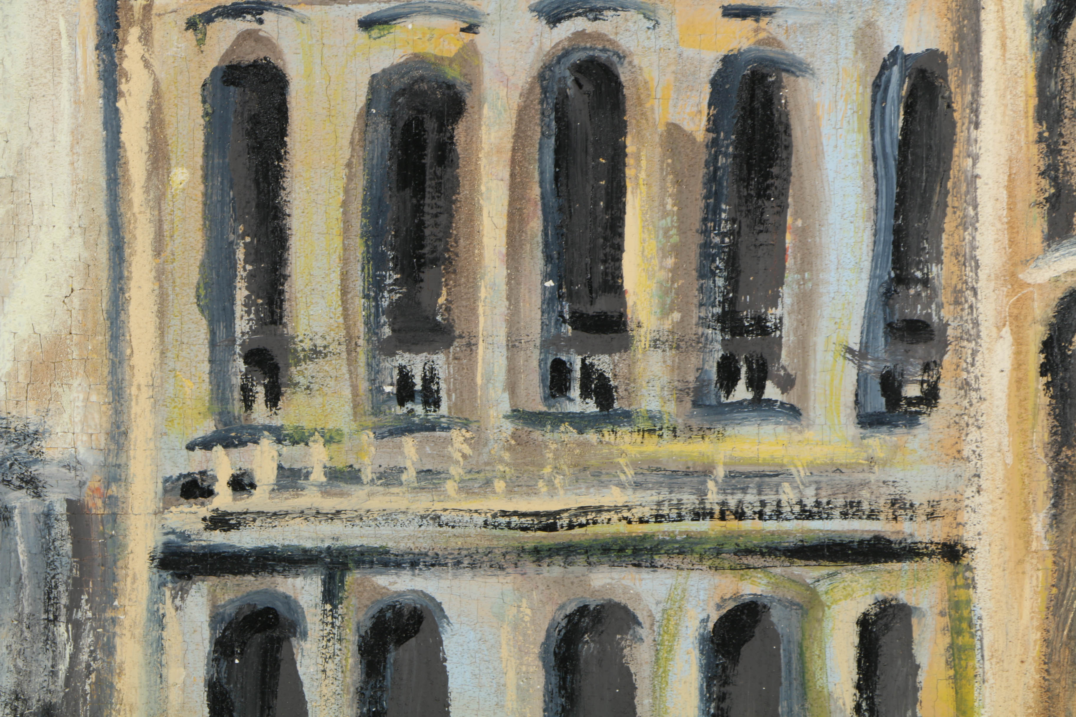 Jacques Lamy Plaster Painting on Burlap "San Mark's Square"