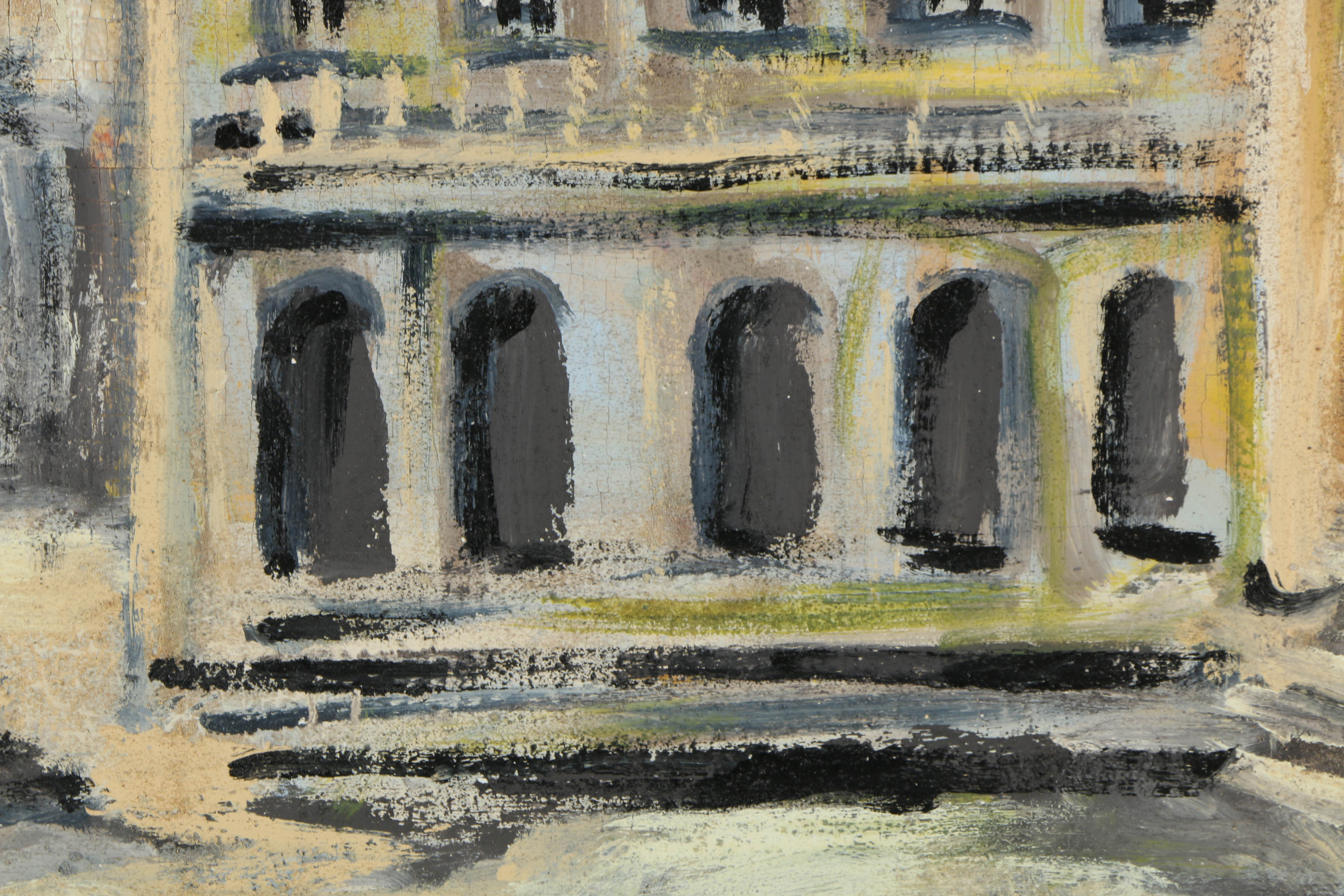 Jacques Lamy Plaster Painting on Burlap "San Mark's Square"