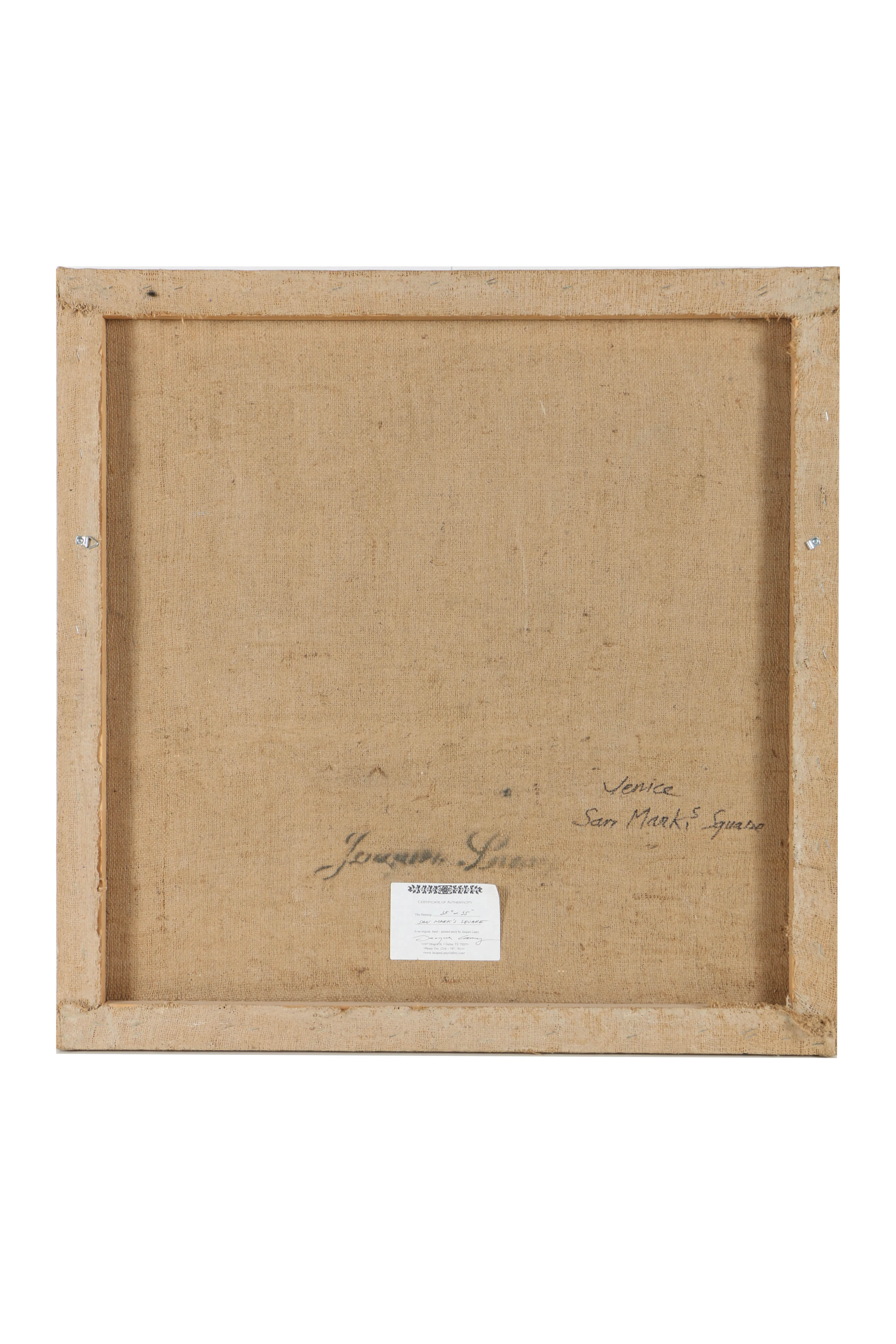 Jacques Lamy Plaster Painting on Burlap "San Mark's Square"