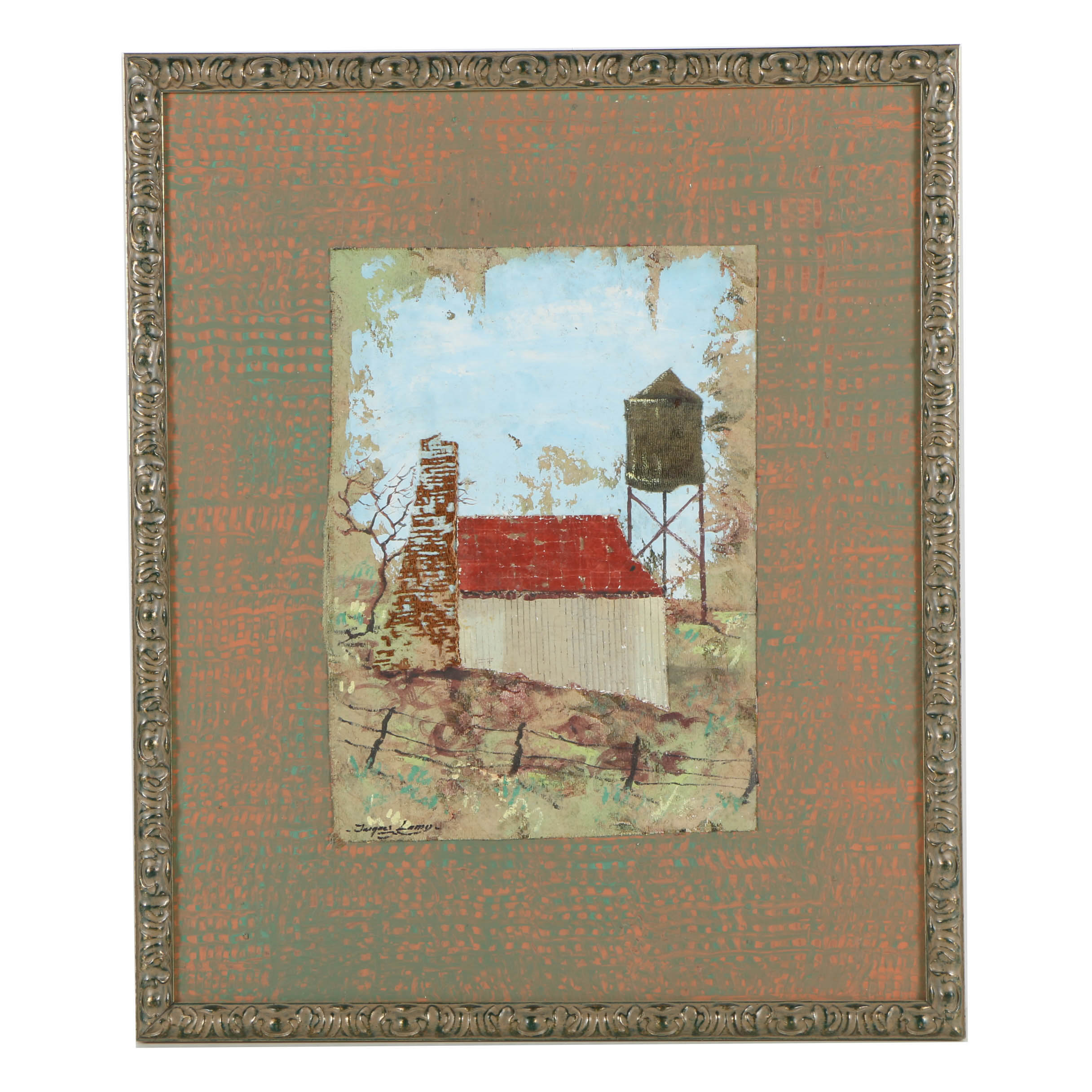 Jacques Lamy Mixed Media Composition on Board of a Cowshed