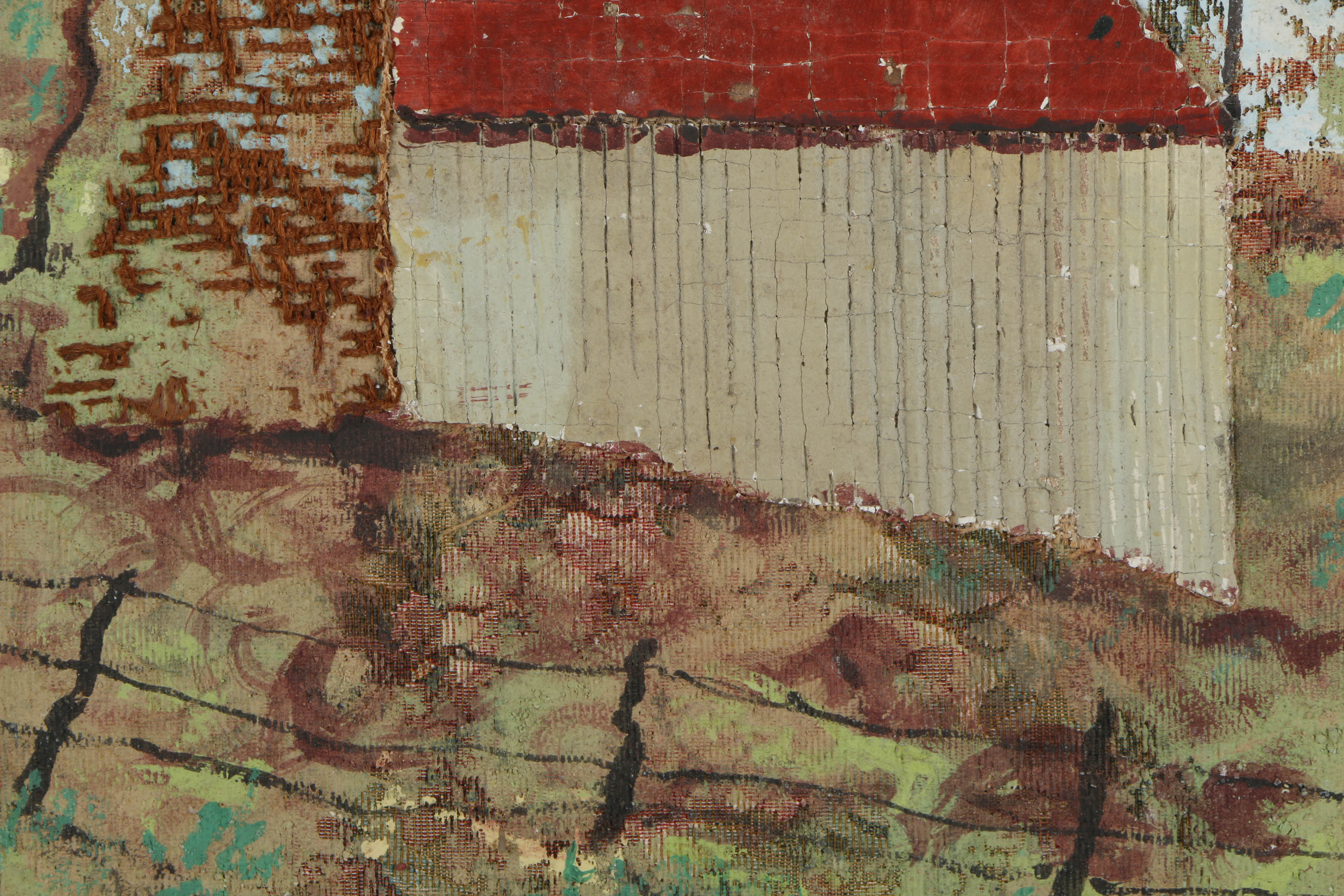 Jacques Lamy Mixed Media Composition on Board of a Cowshed