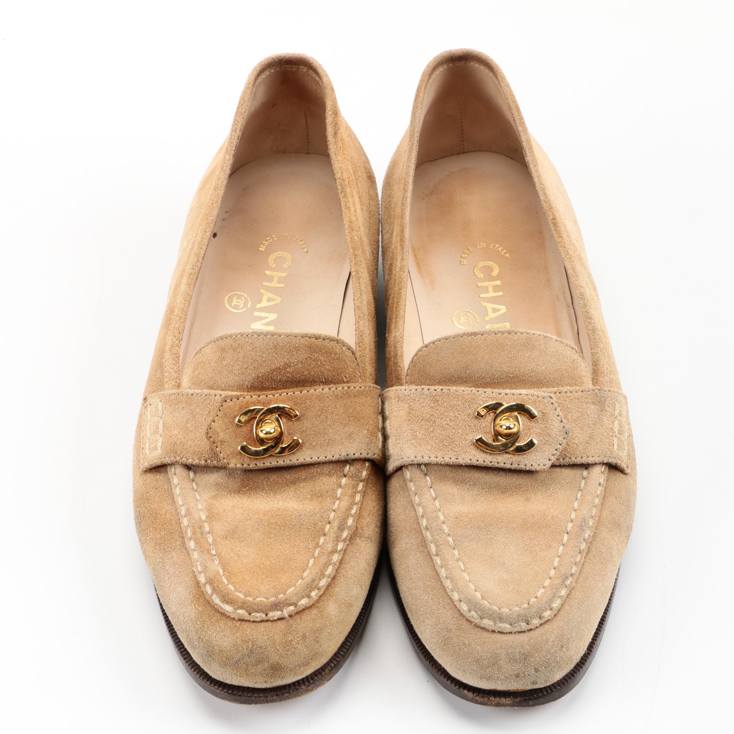Chanel Tan Suede Loafers