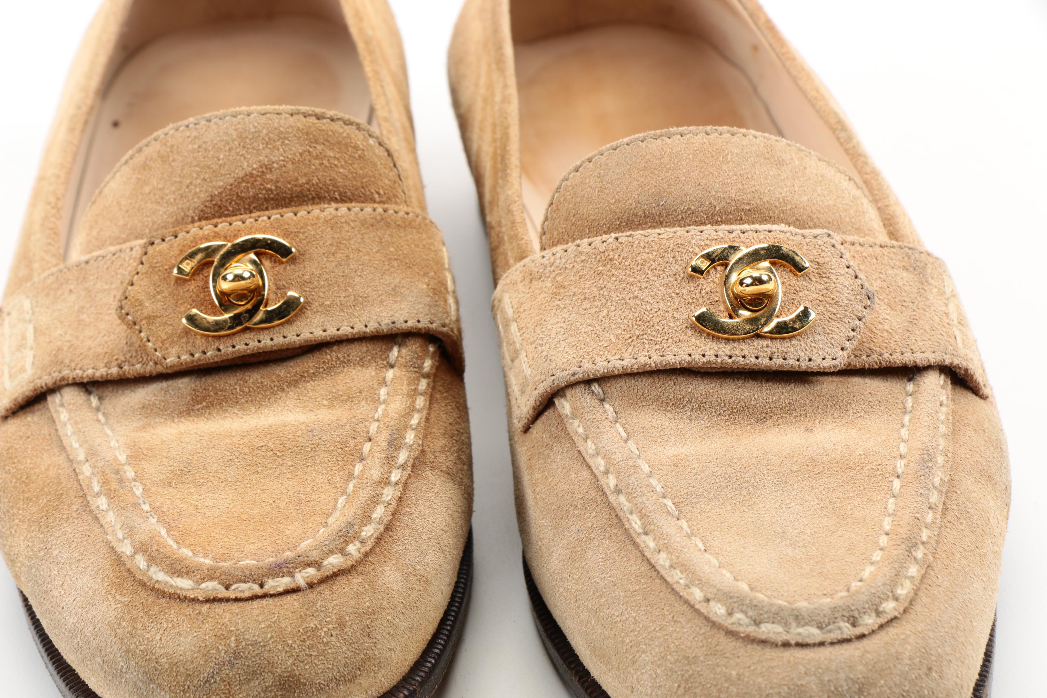 Chanel Tan Suede Loafers