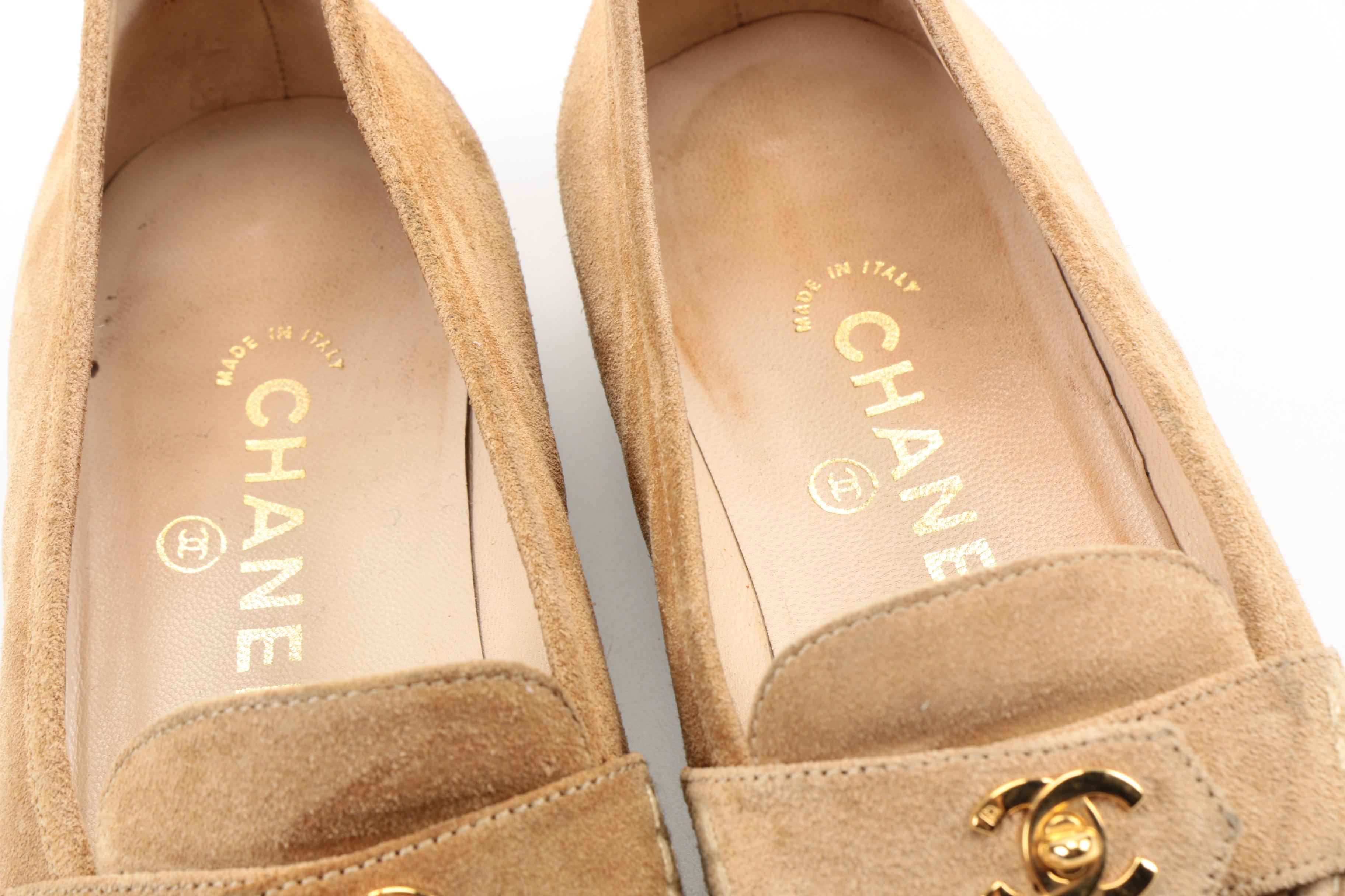 Chanel Tan Suede Loafers
