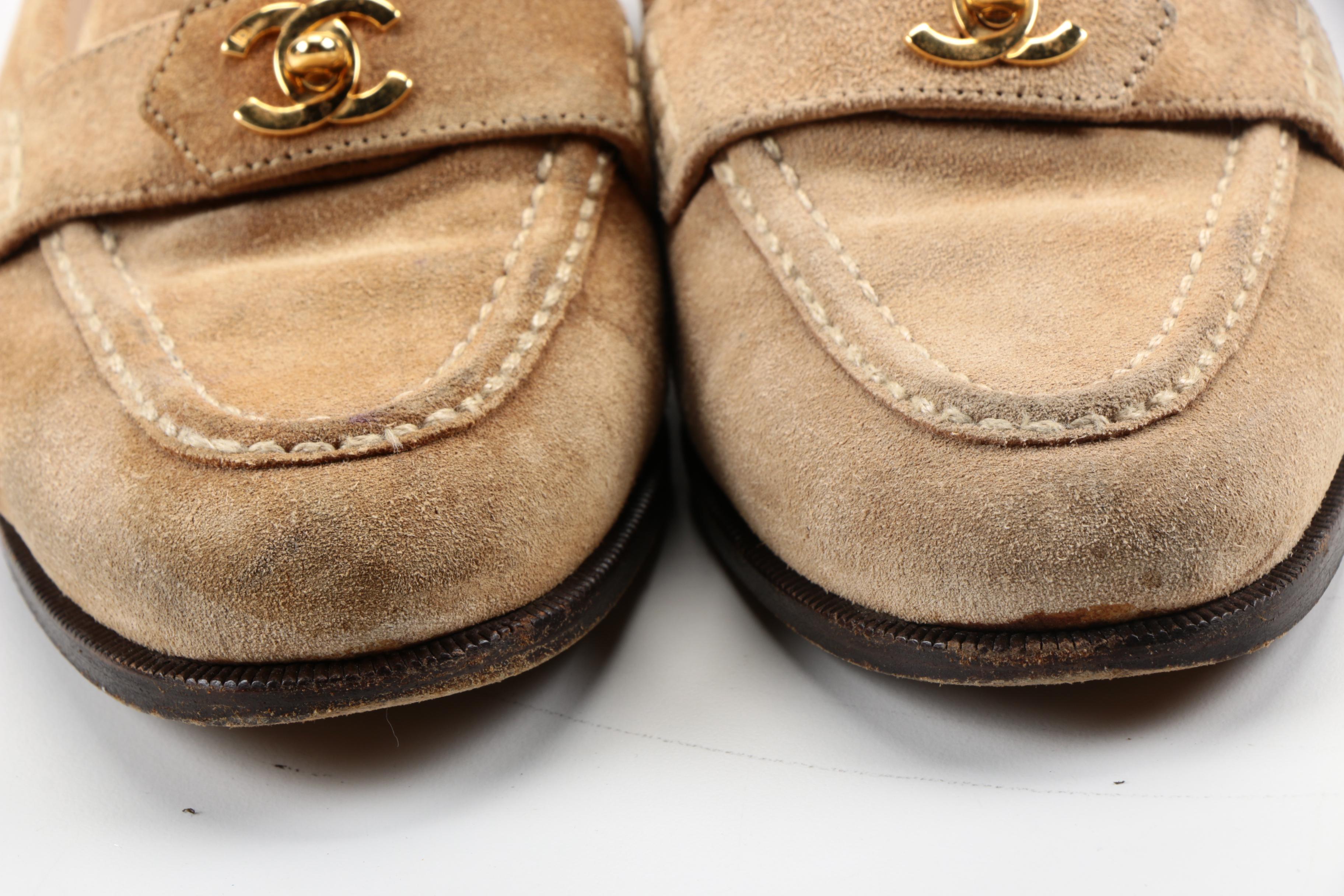 Chanel Tan Suede Loafers