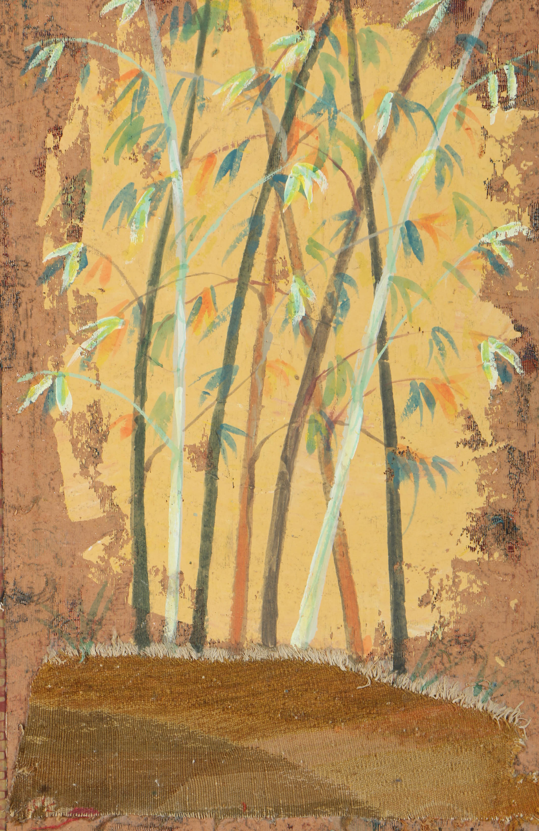 Jacques Lemy Mixed Media Painting on Board of Bamboo