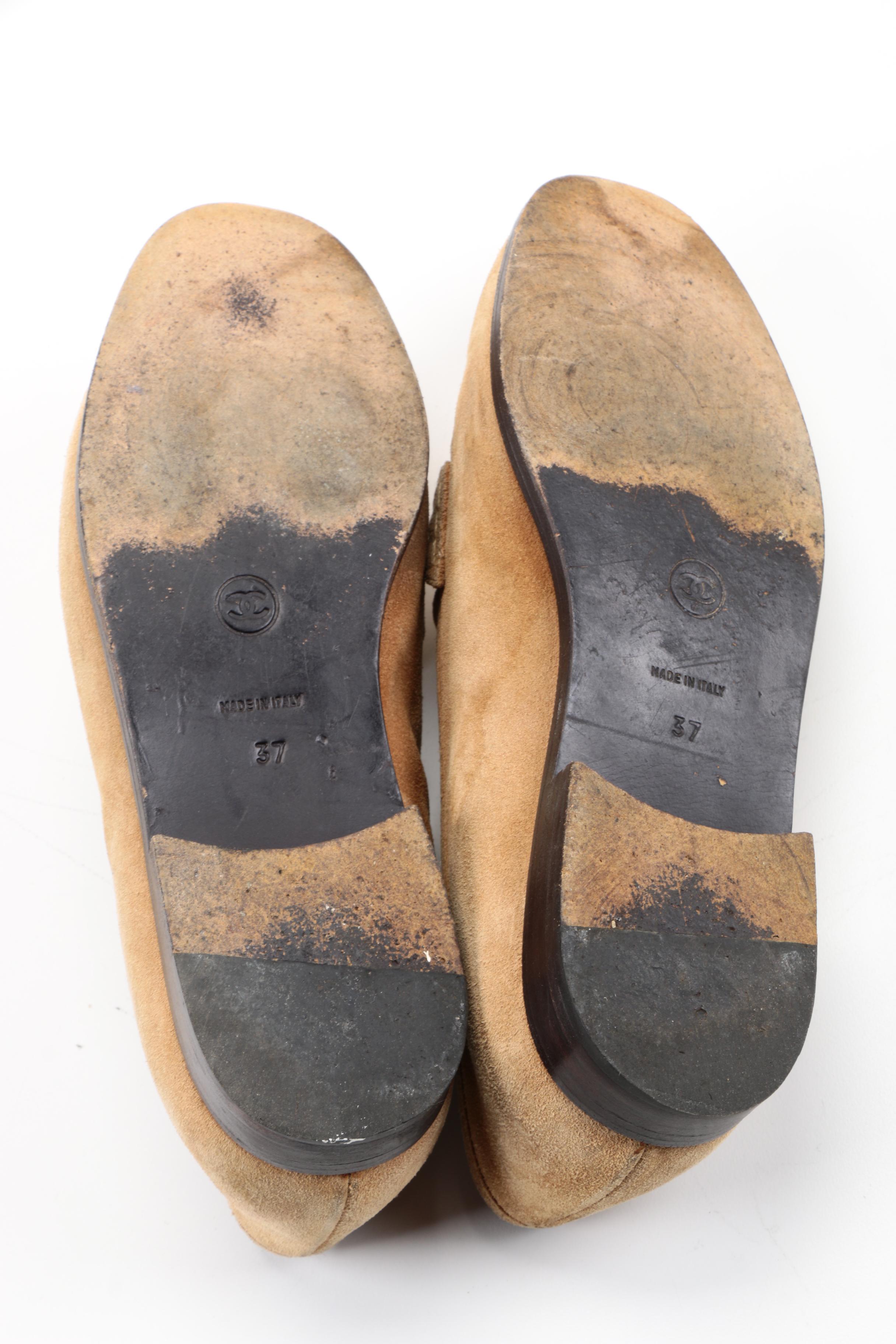 Chanel Tan Suede Loafers