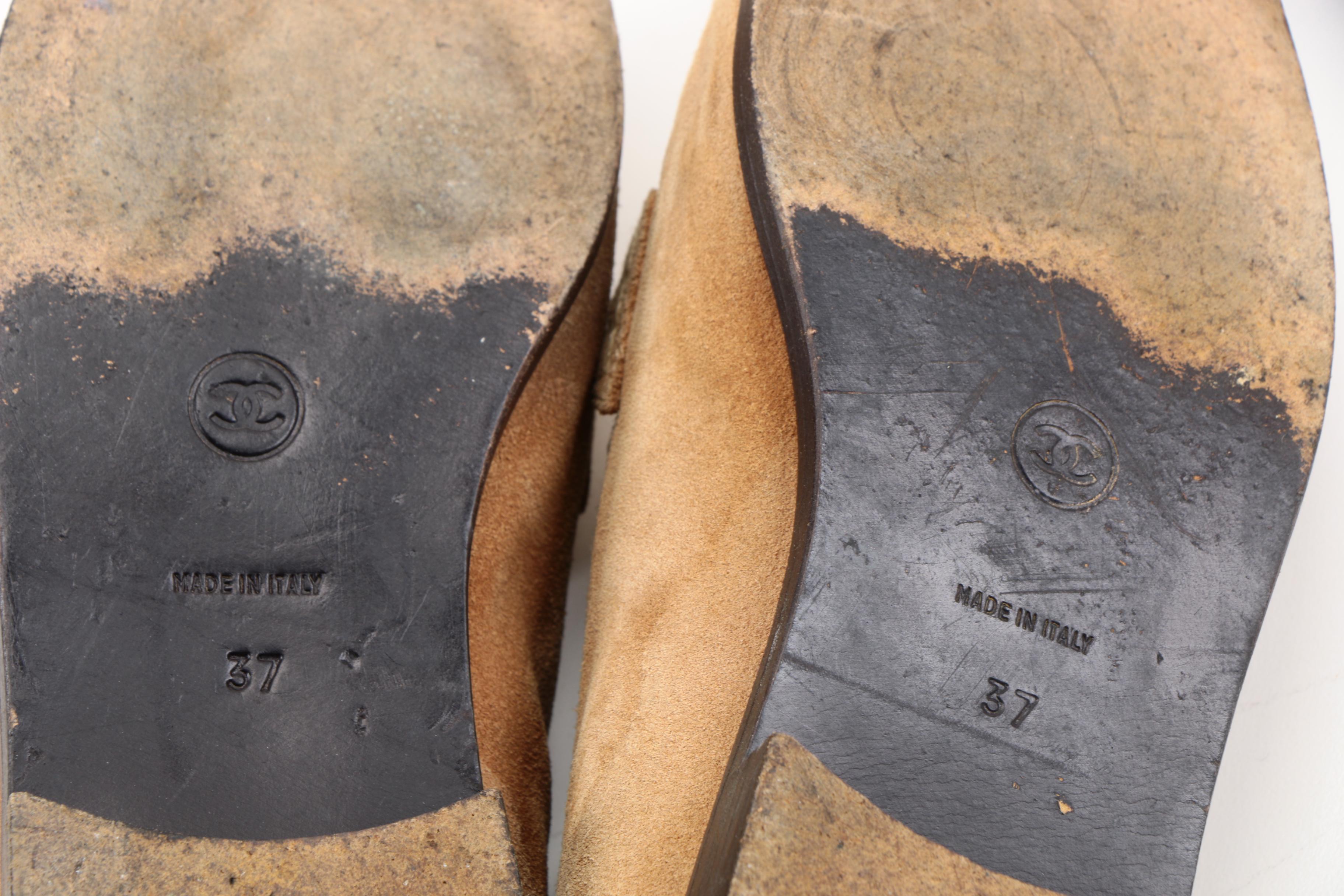 Chanel Tan Suede Loafers