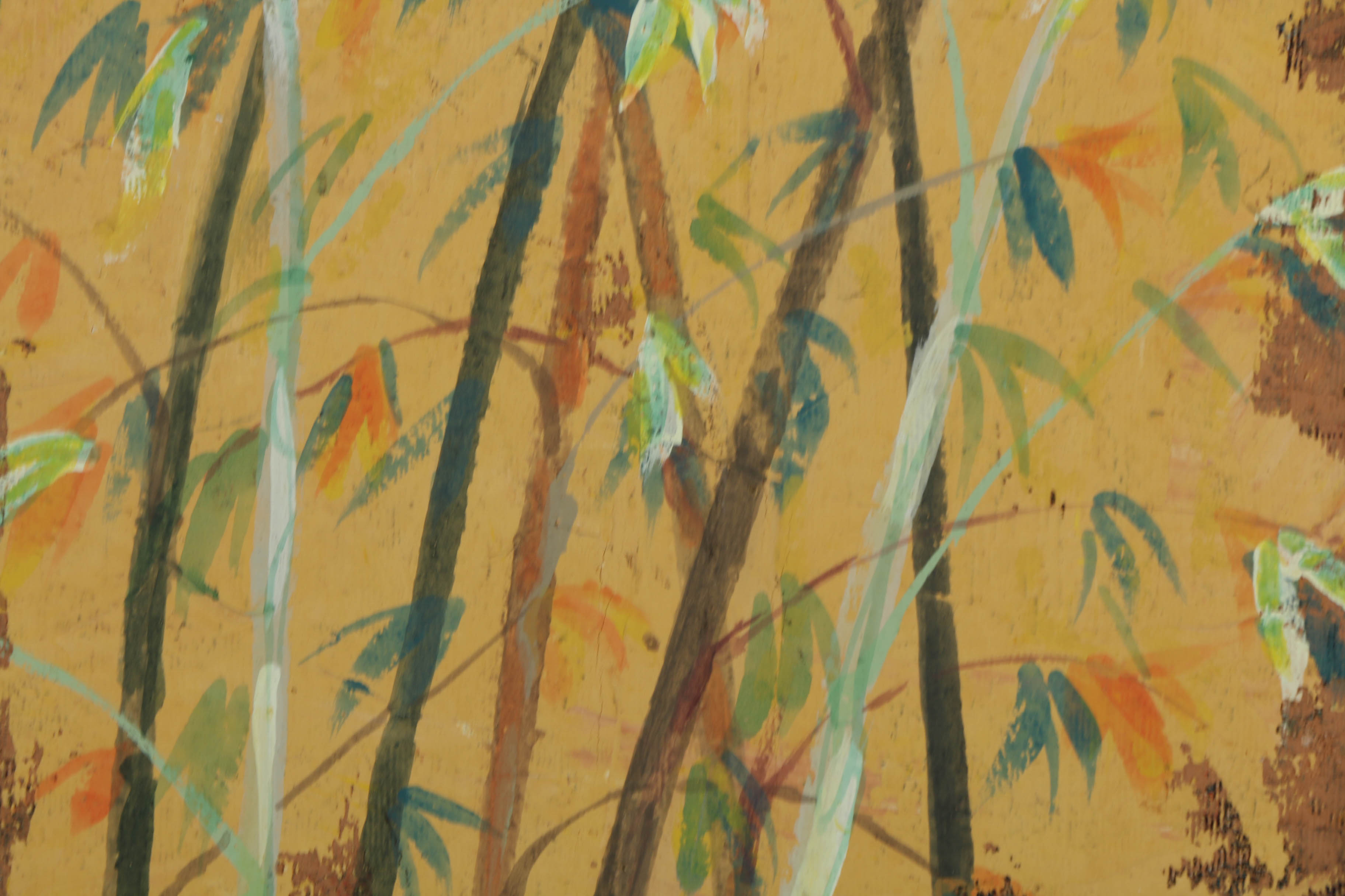 Jacques Lemy Mixed Media Painting on Board of Bamboo