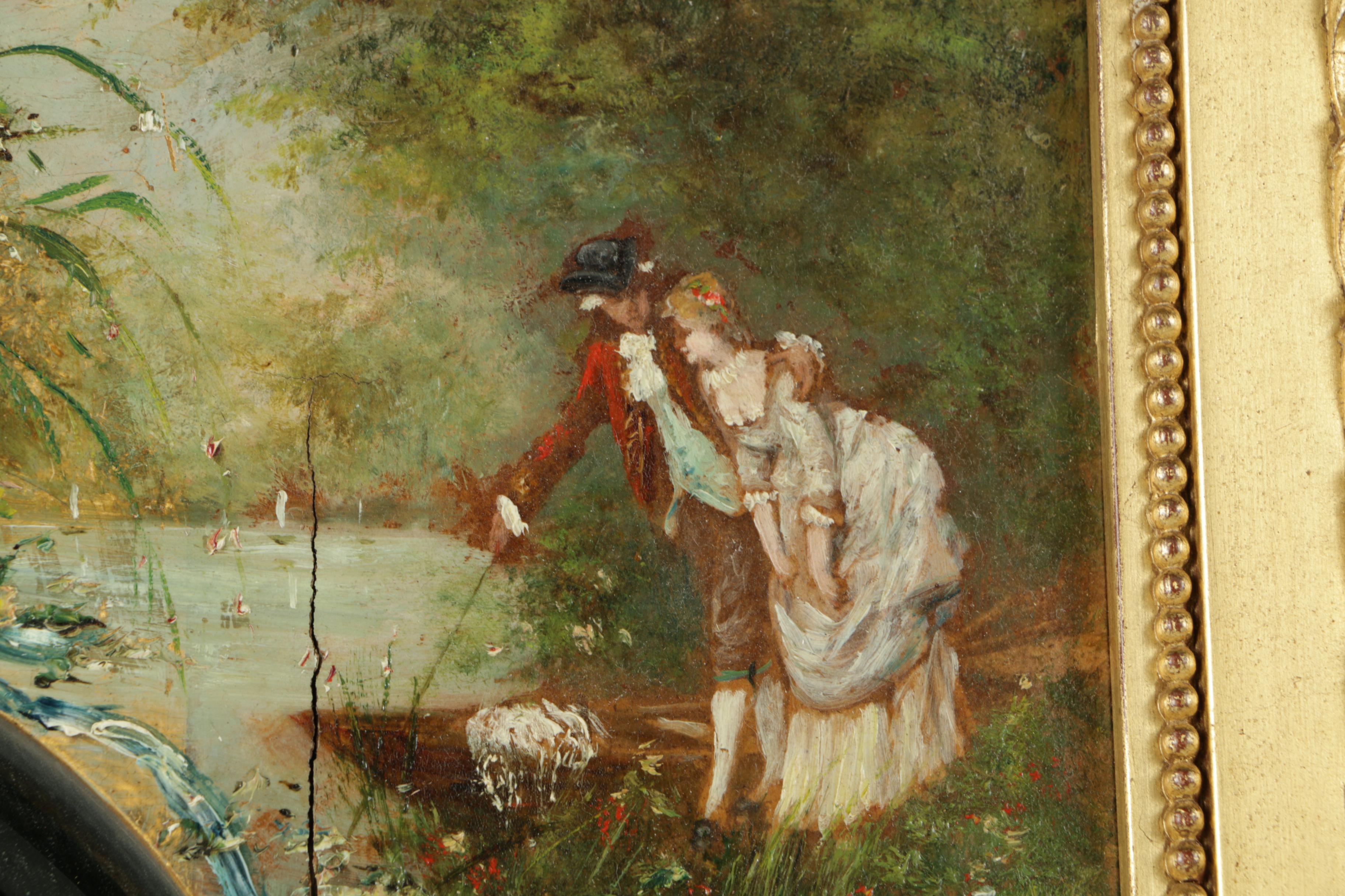Oil Painting of Flowers and Couples With Wall Mirror