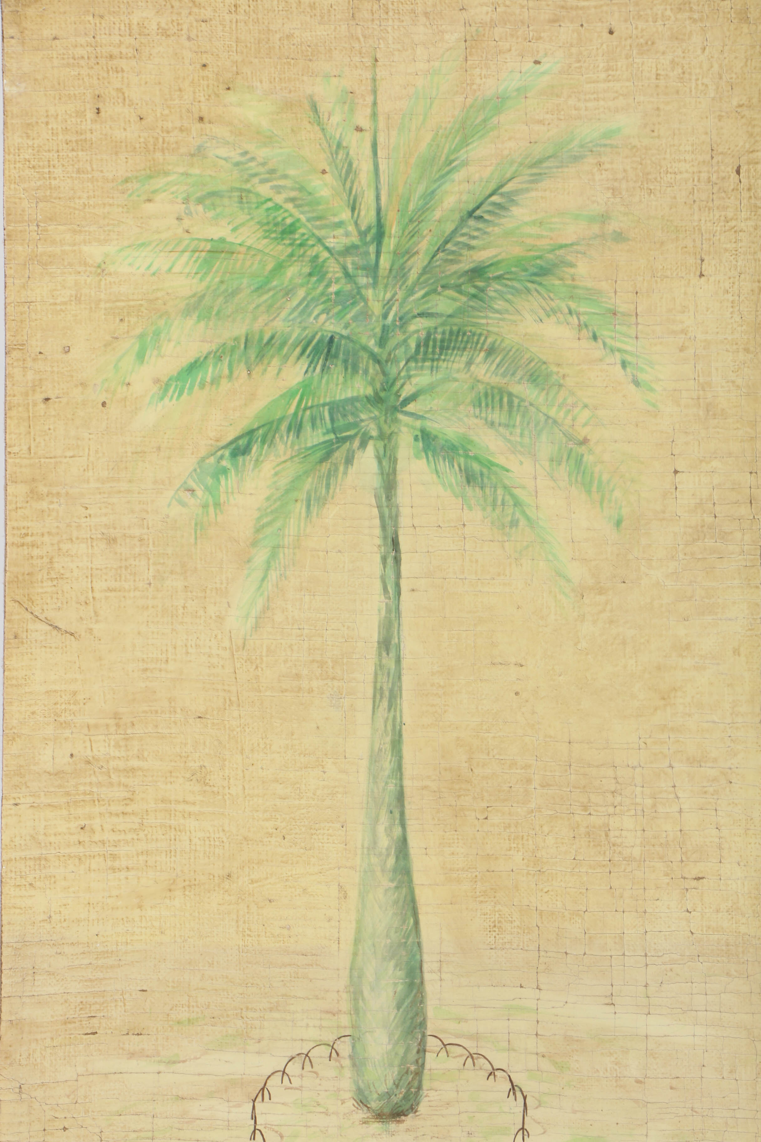 Jacques Lamy Fresco Painting on Burlap of a Palm Tree