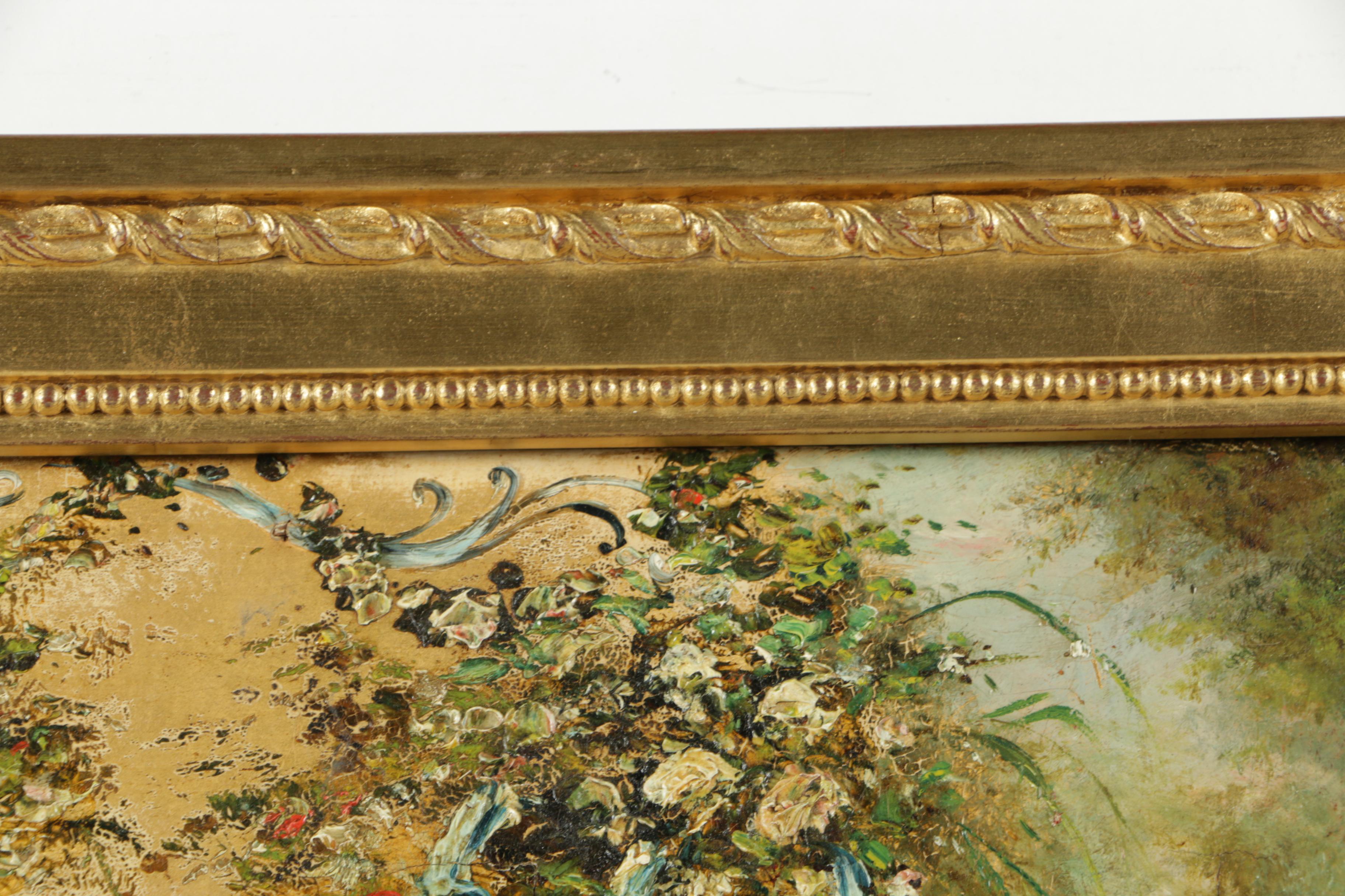 Oil Painting of Flowers and Couples With Wall Mirror