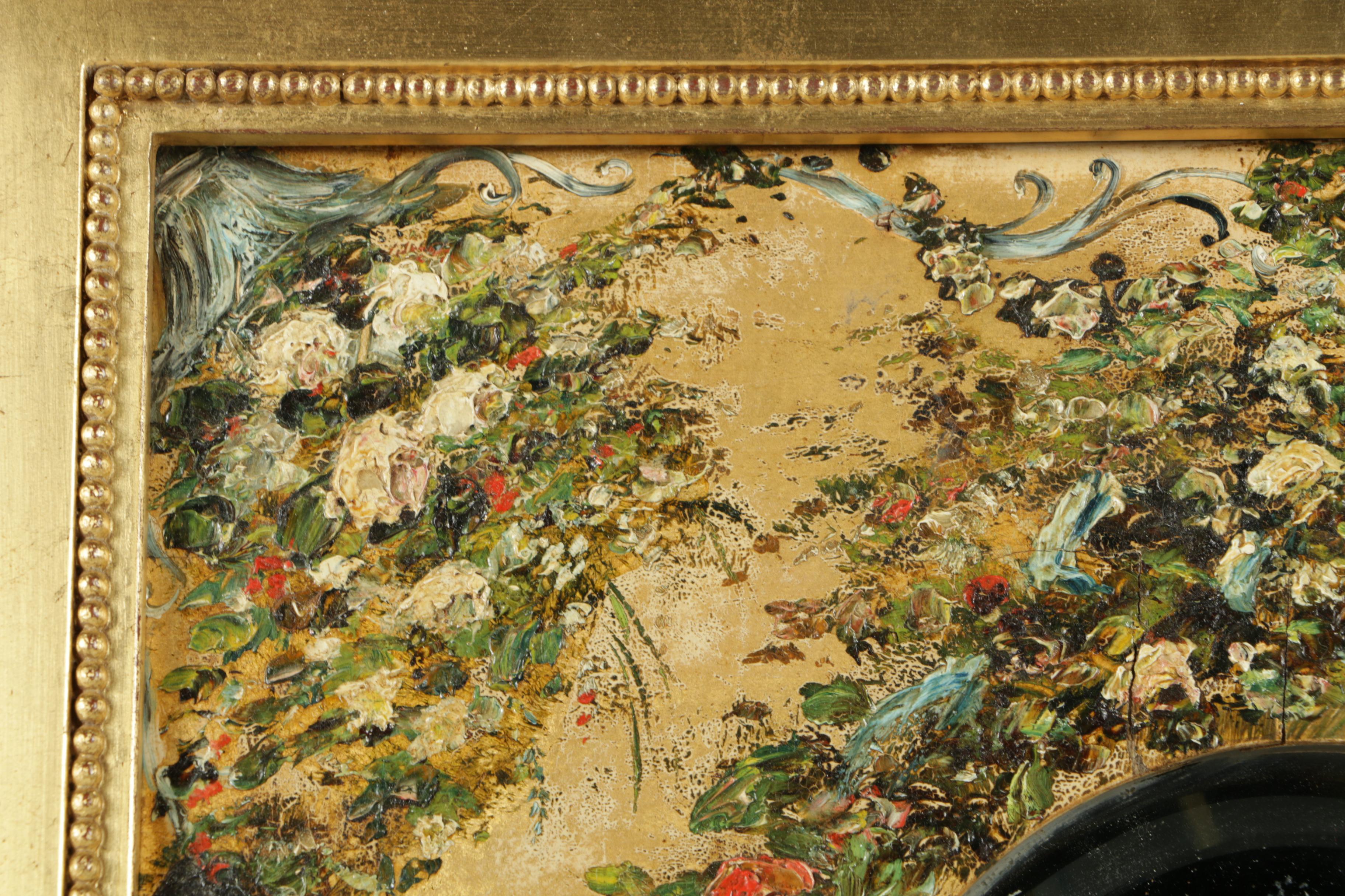Oil Painting of Flowers and Couples With Wall Mirror