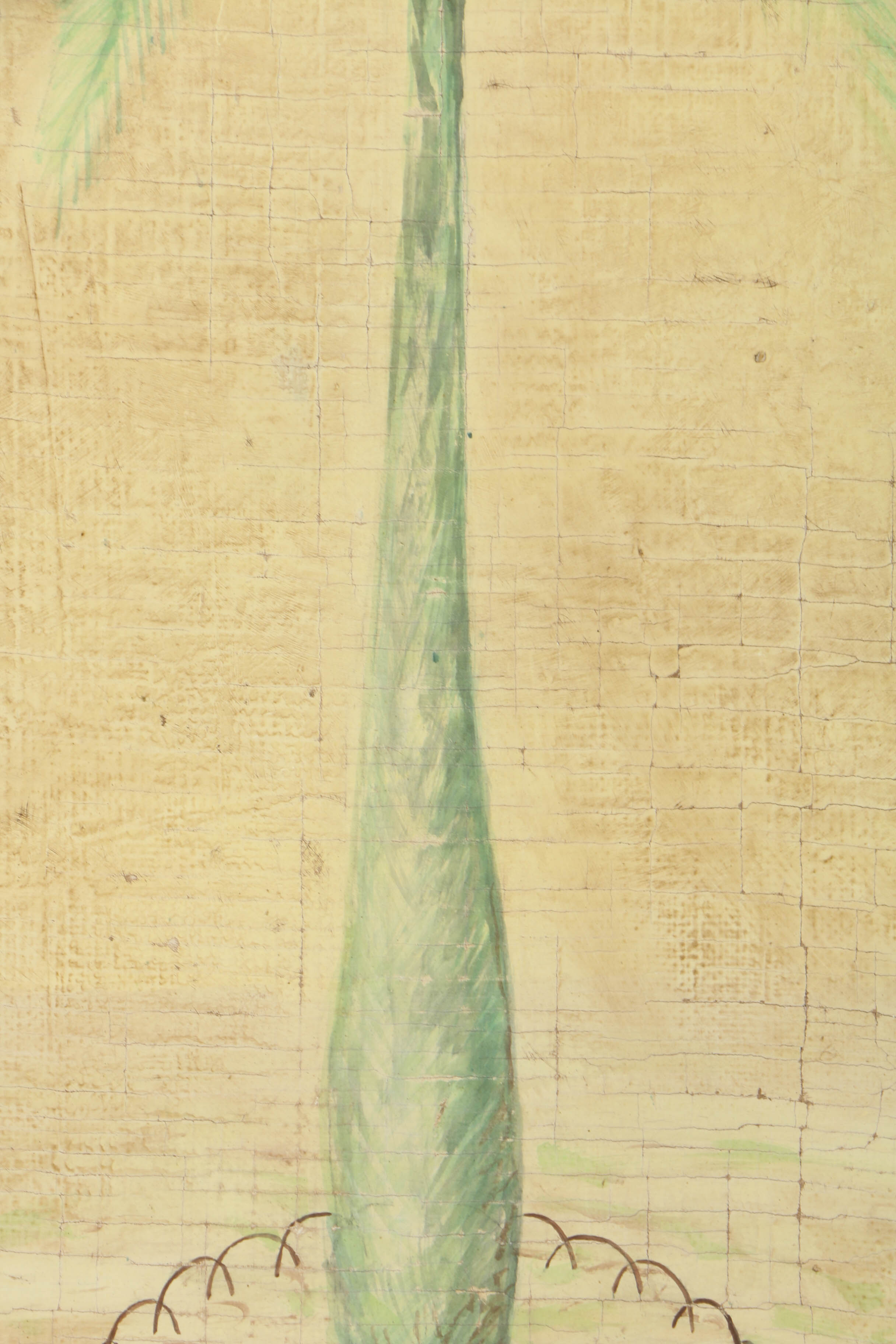 Jacques Lamy Fresco Painting on Burlap of a Palm Tree