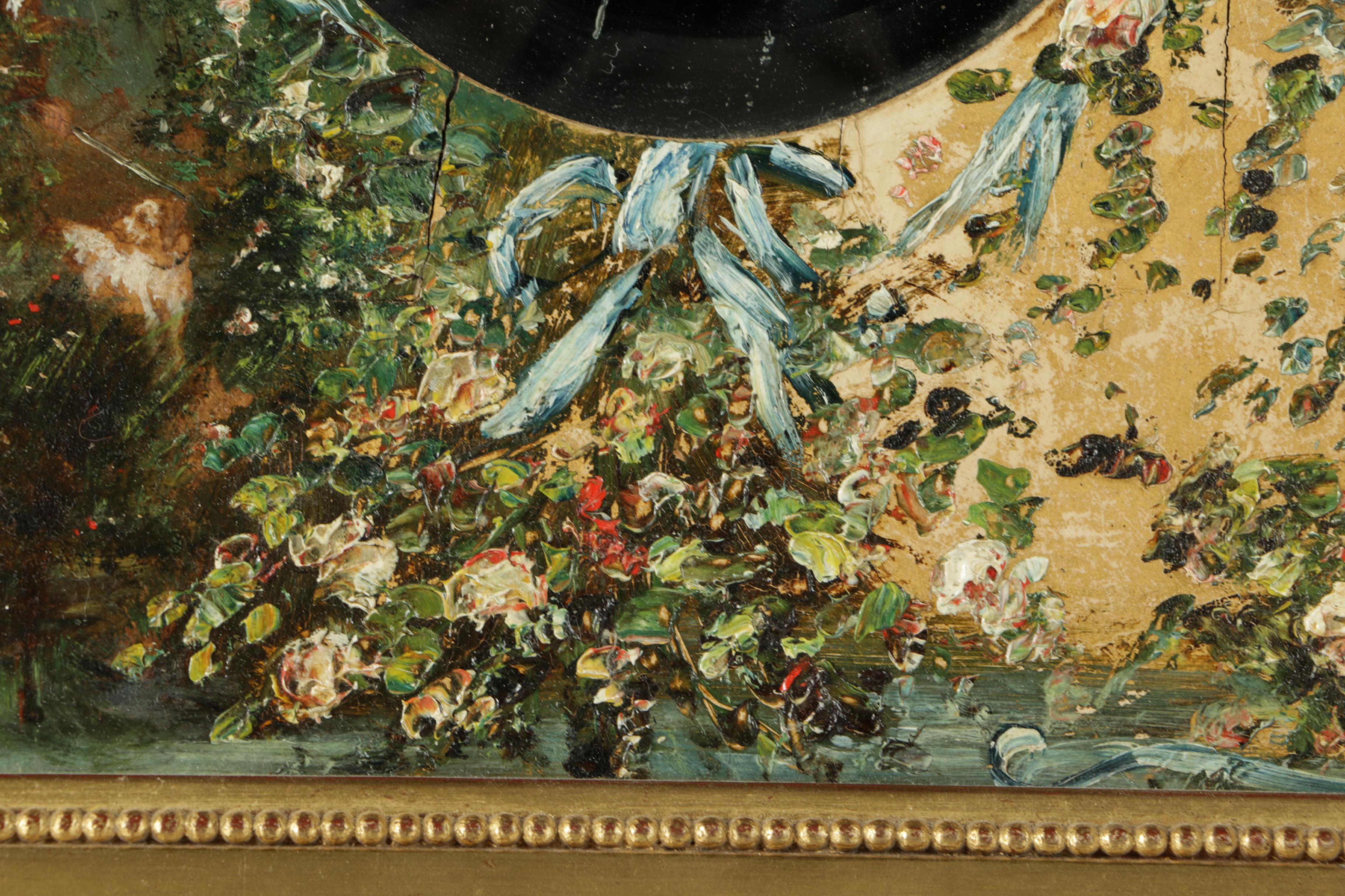 Oil Painting of Flowers and Couples With Wall Mirror