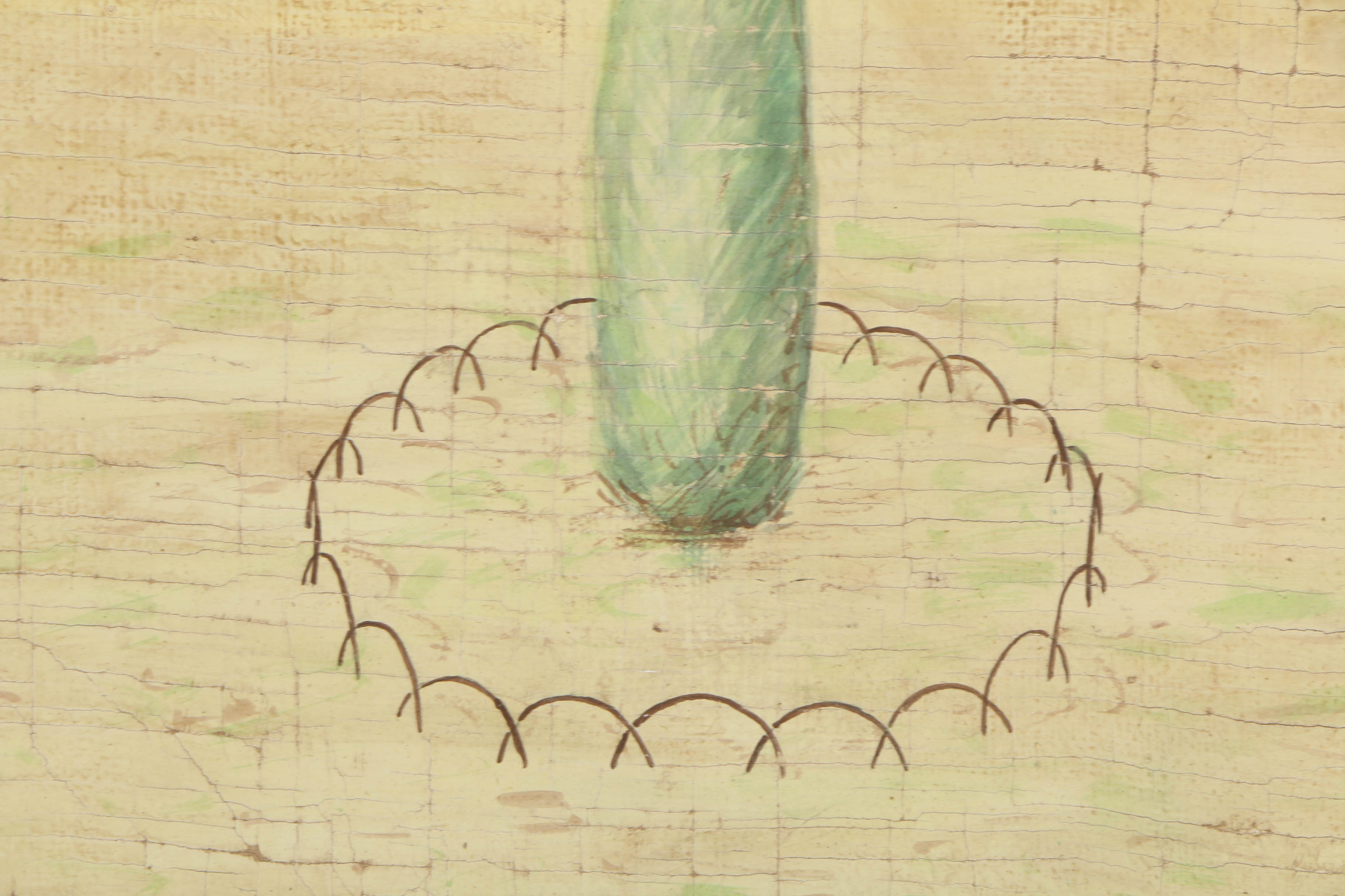 Jacques Lamy Fresco Painting on Burlap of a Palm Tree