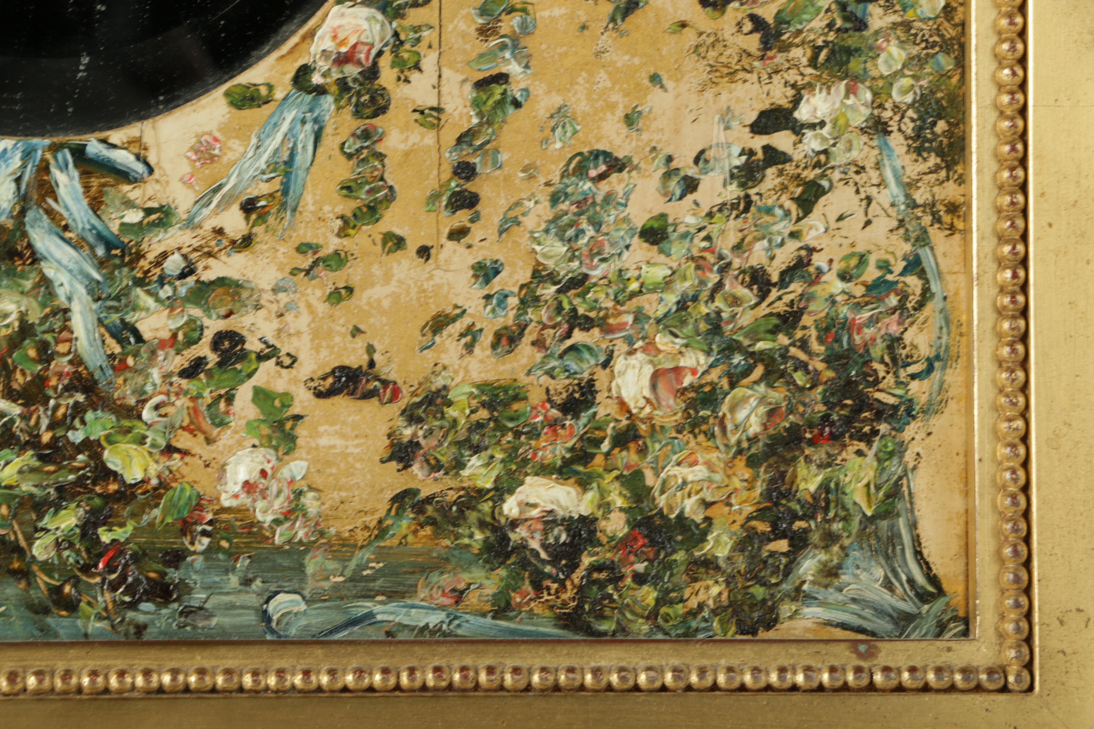 Oil Painting of Flowers and Couples With Wall Mirror
