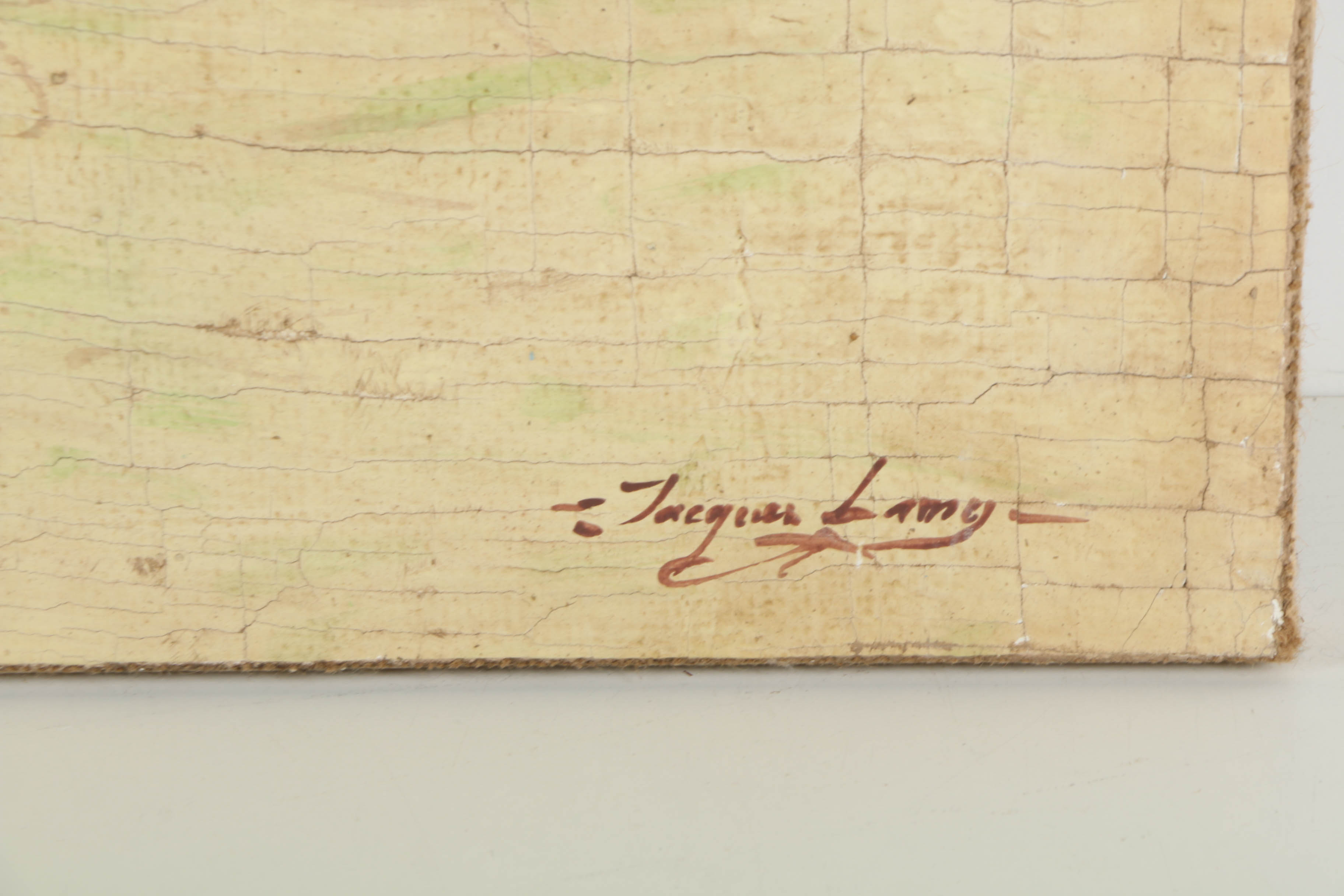 Jacques Lamy Fresco Painting on Burlap of a Palm Tree