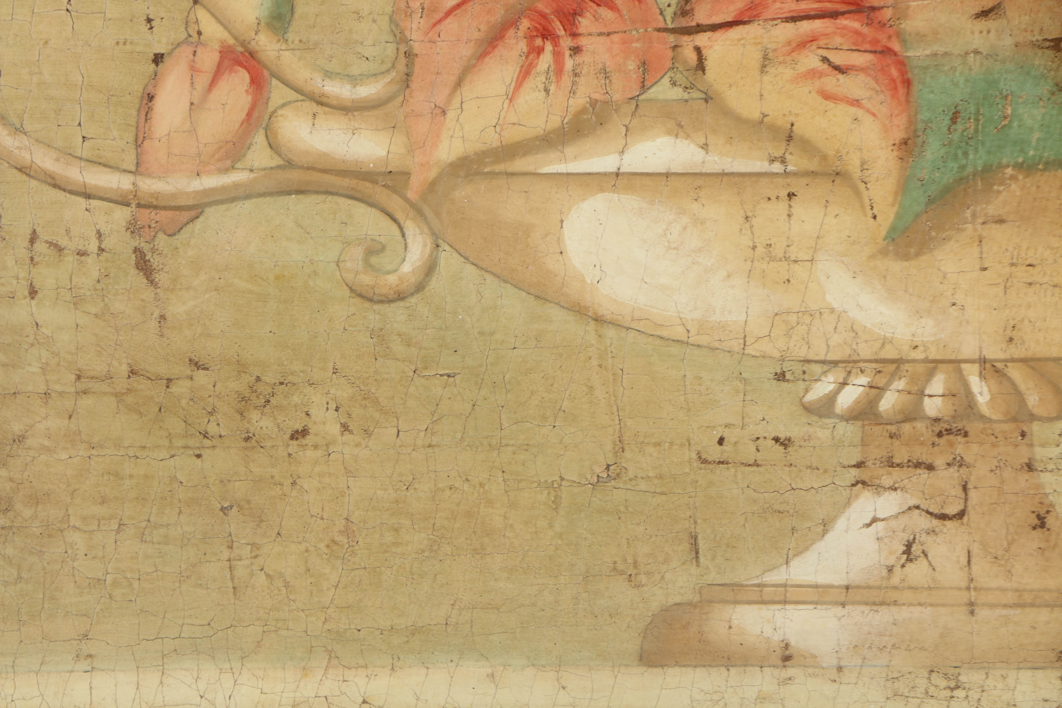 Jacques Lamy Fresco Painting on Burlap Still Life with Birds