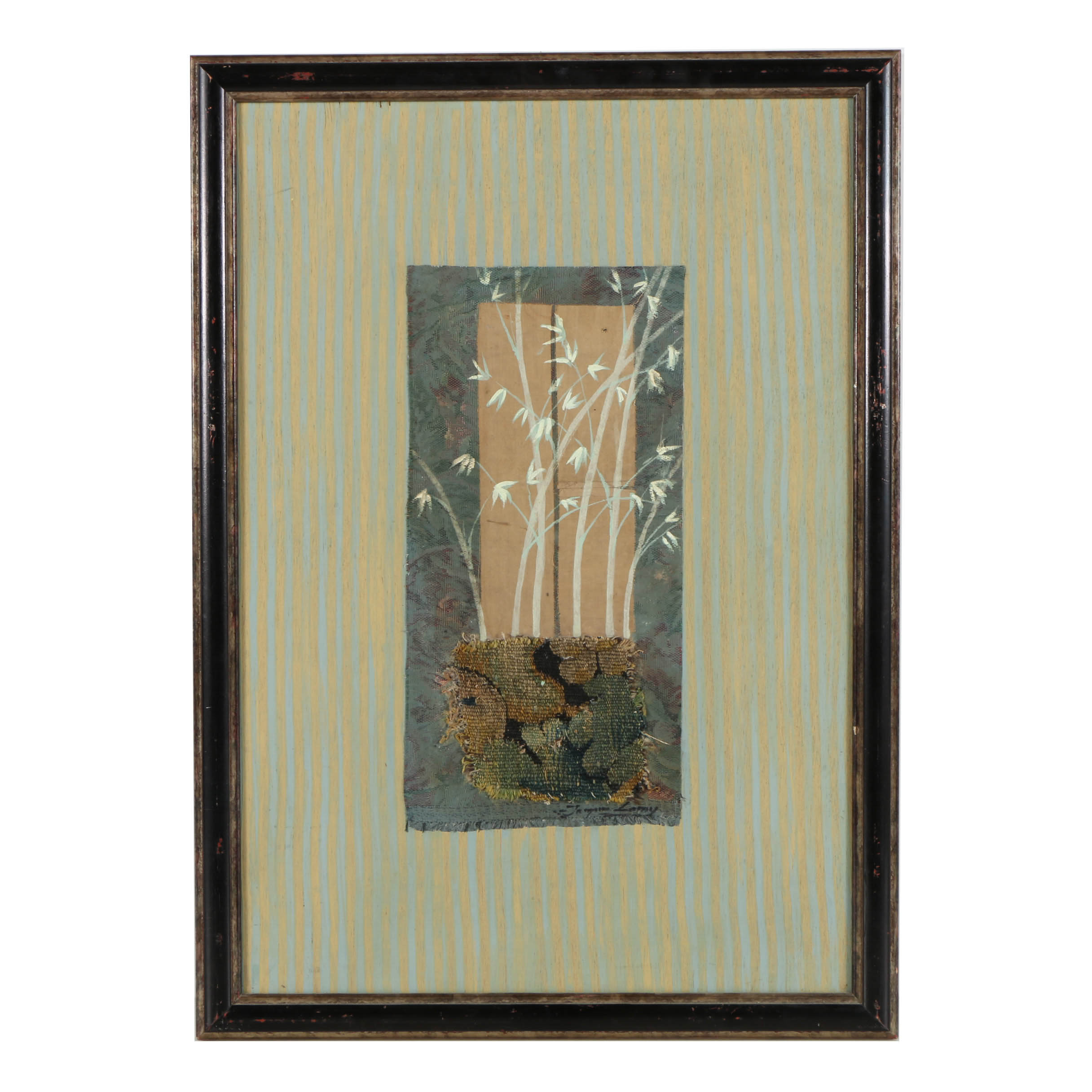 Jacques Lemy Mixed Media Painting on Board of Bamboo