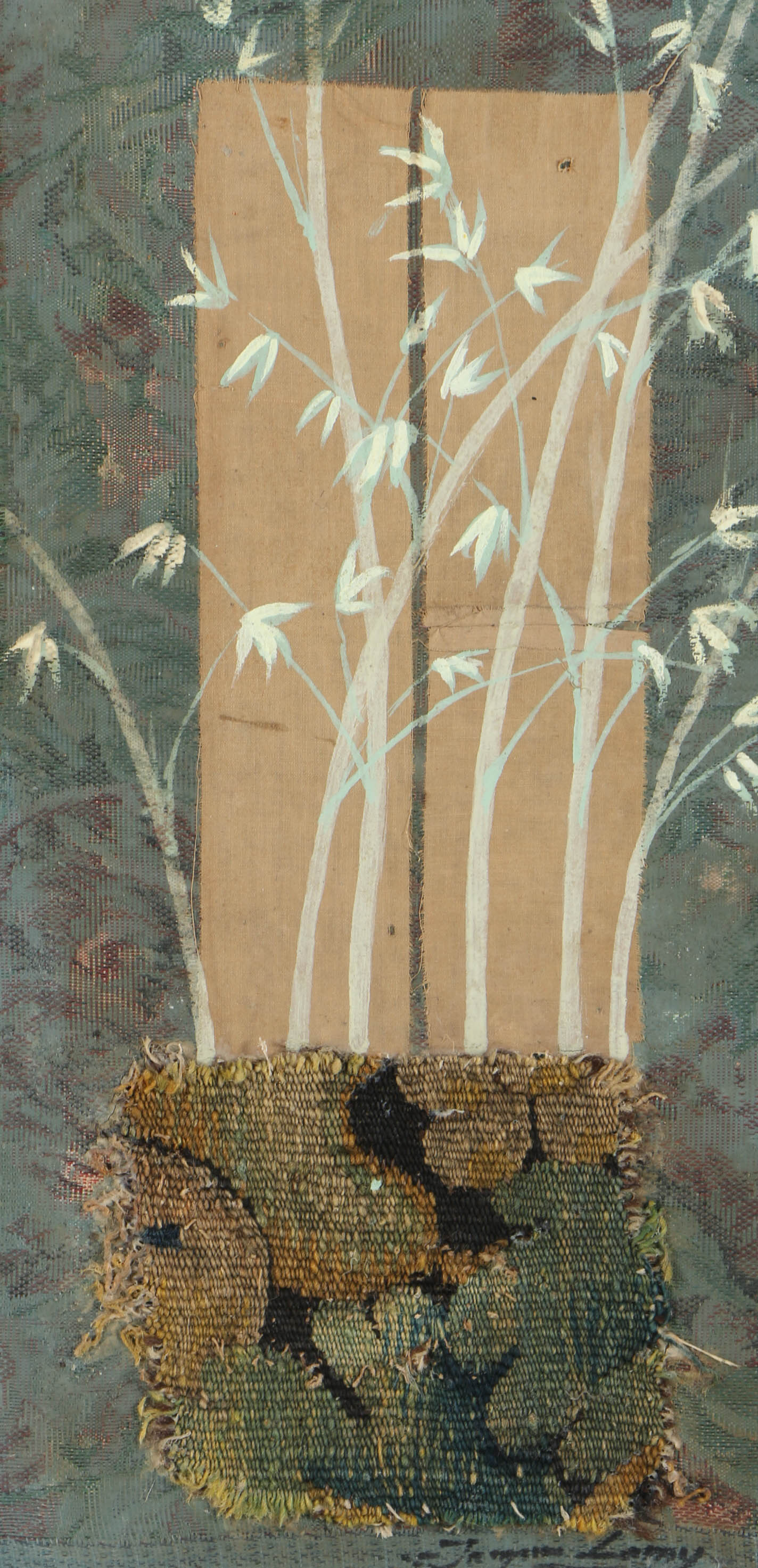 Jacques Lemy Mixed Media Painting on Board of Bamboo