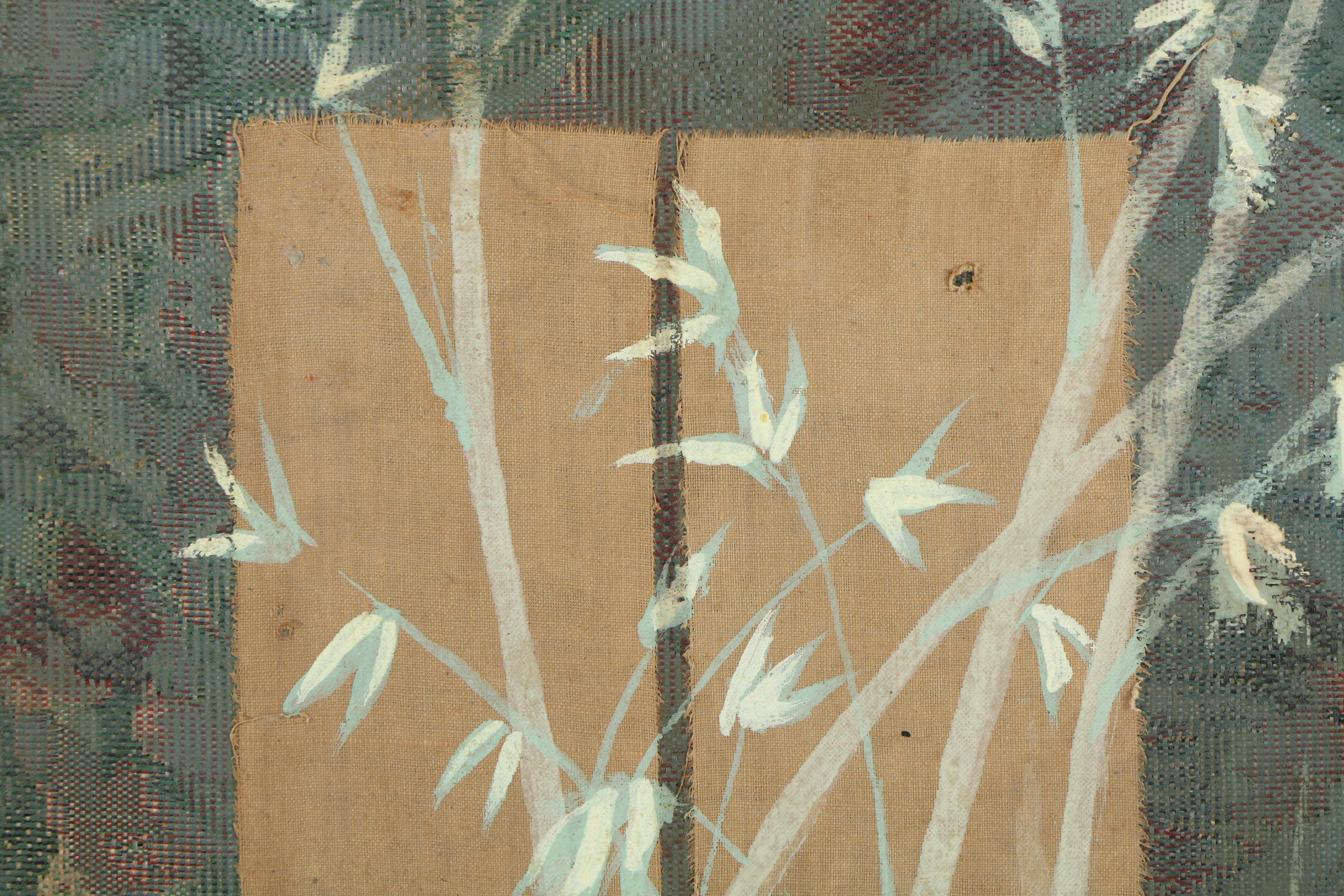 Jacques Lemy Mixed Media Painting on Board of Bamboo