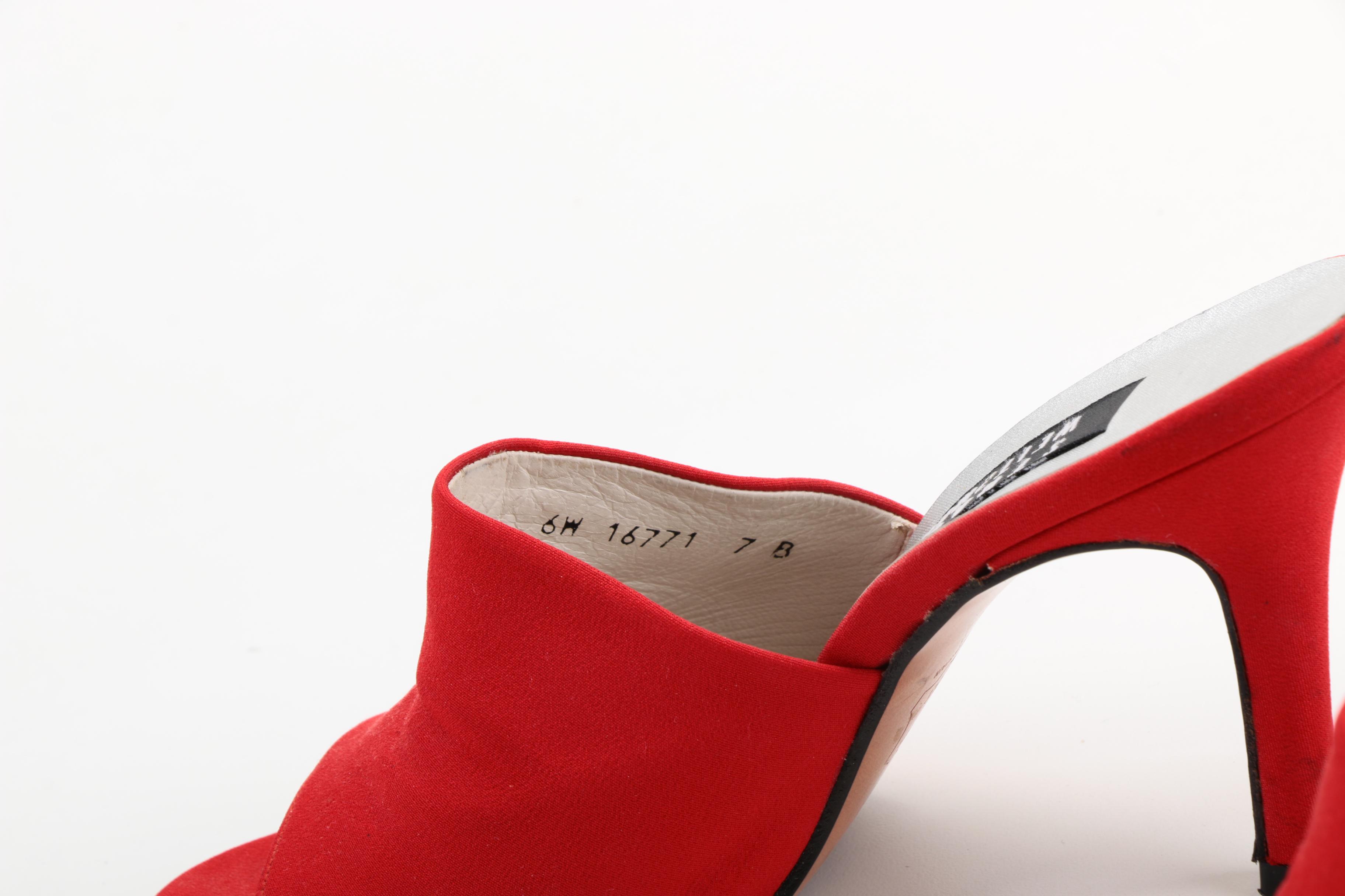 Stuart Weitzman Red Open-Toe High Heel Slides