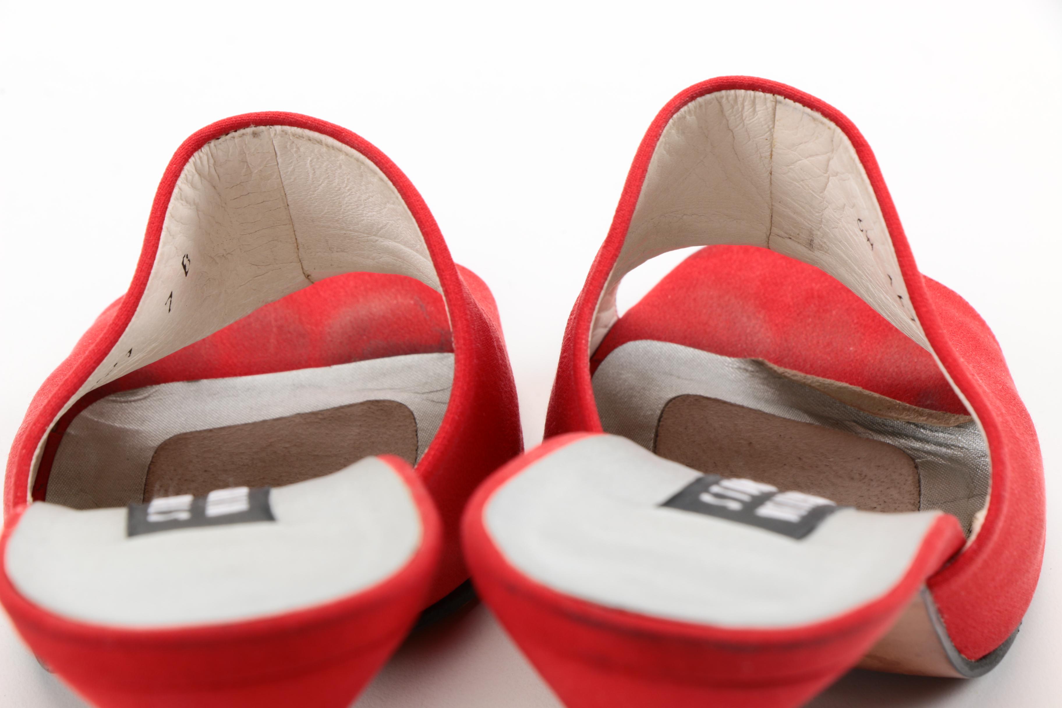 Stuart Weitzman Red Open-Toe High Heel Slides