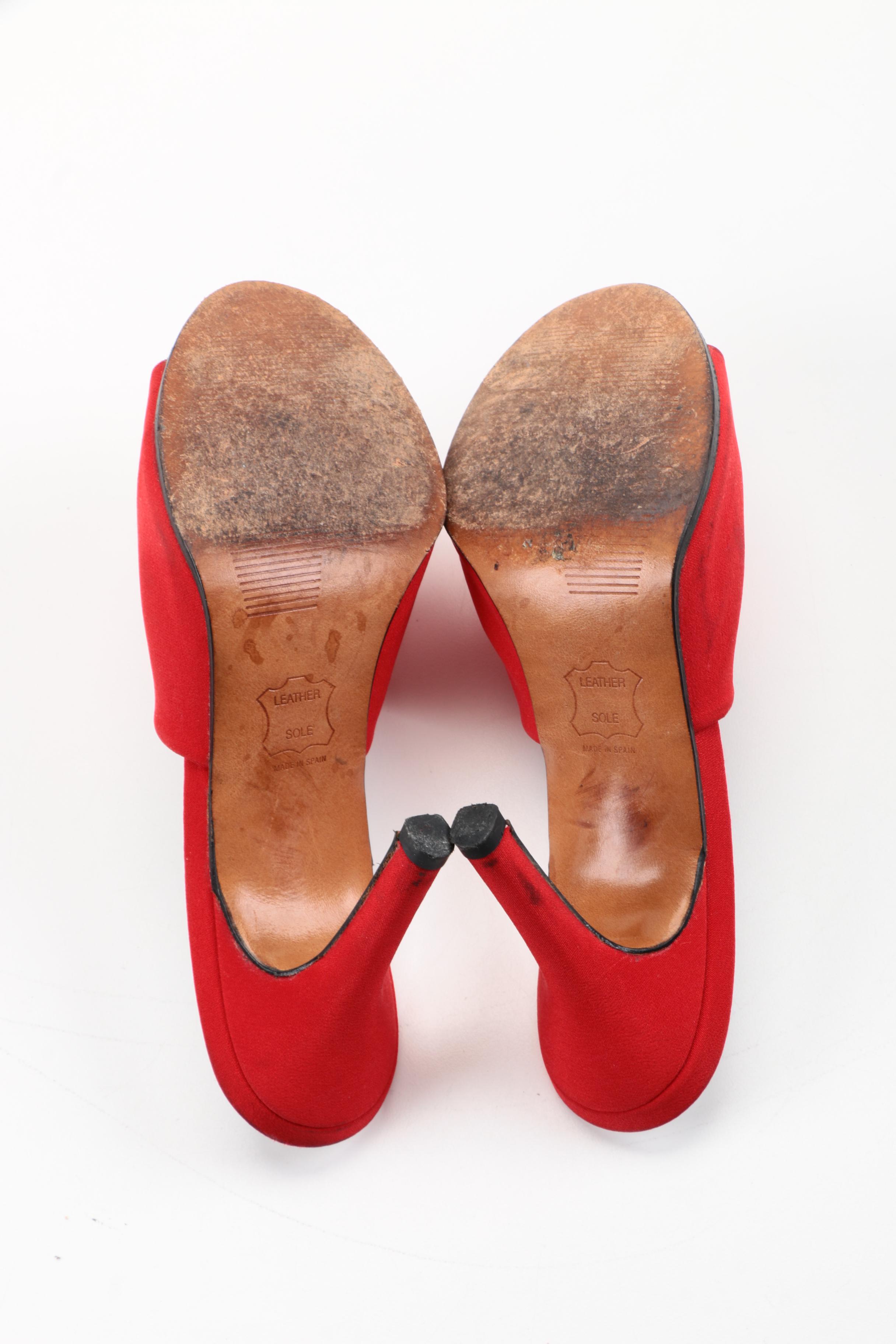 Stuart Weitzman Red Open-Toe High Heel Slides