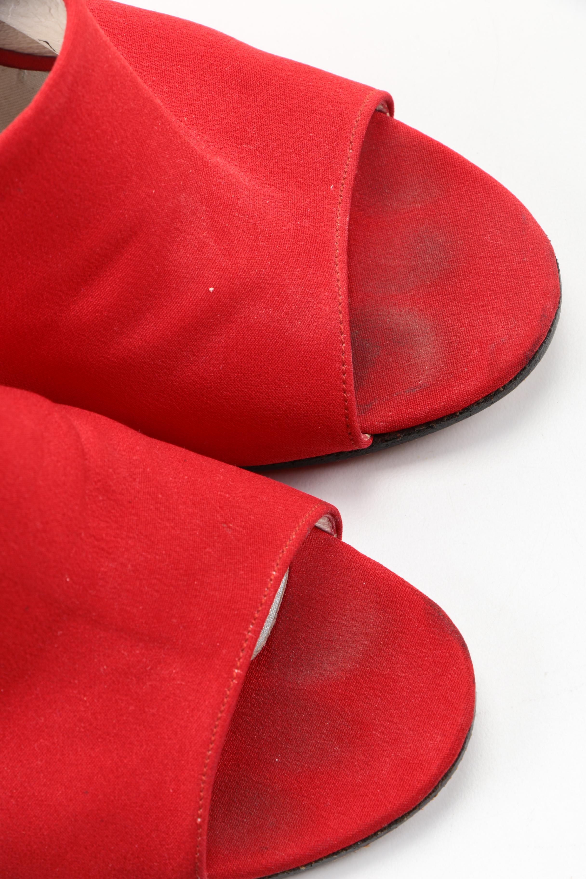 Stuart Weitzman Red Open-Toe High Heel Slides