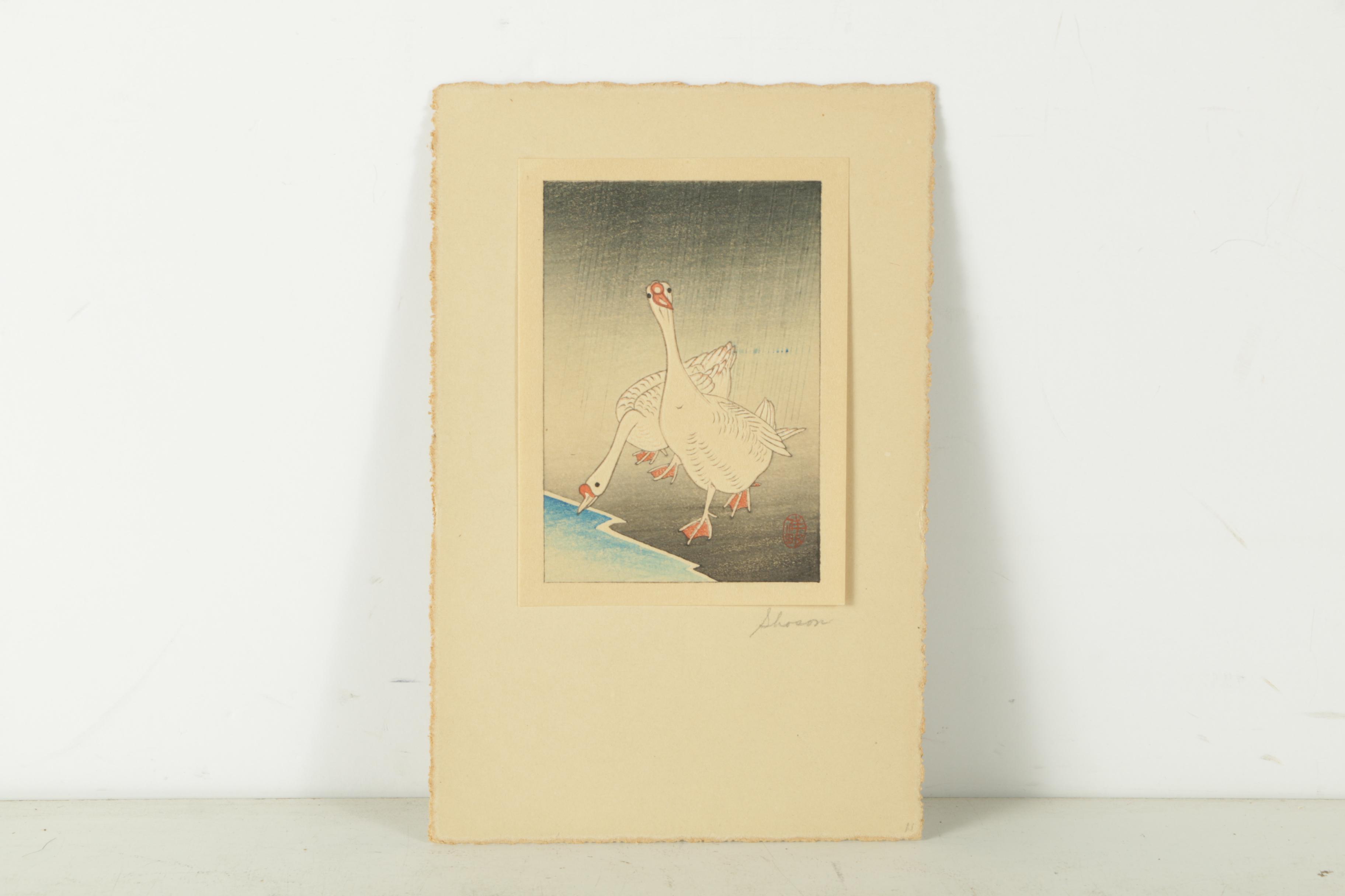 Pair of Woodblock Prints on Paper After Kono Bairei and Ohara Koson