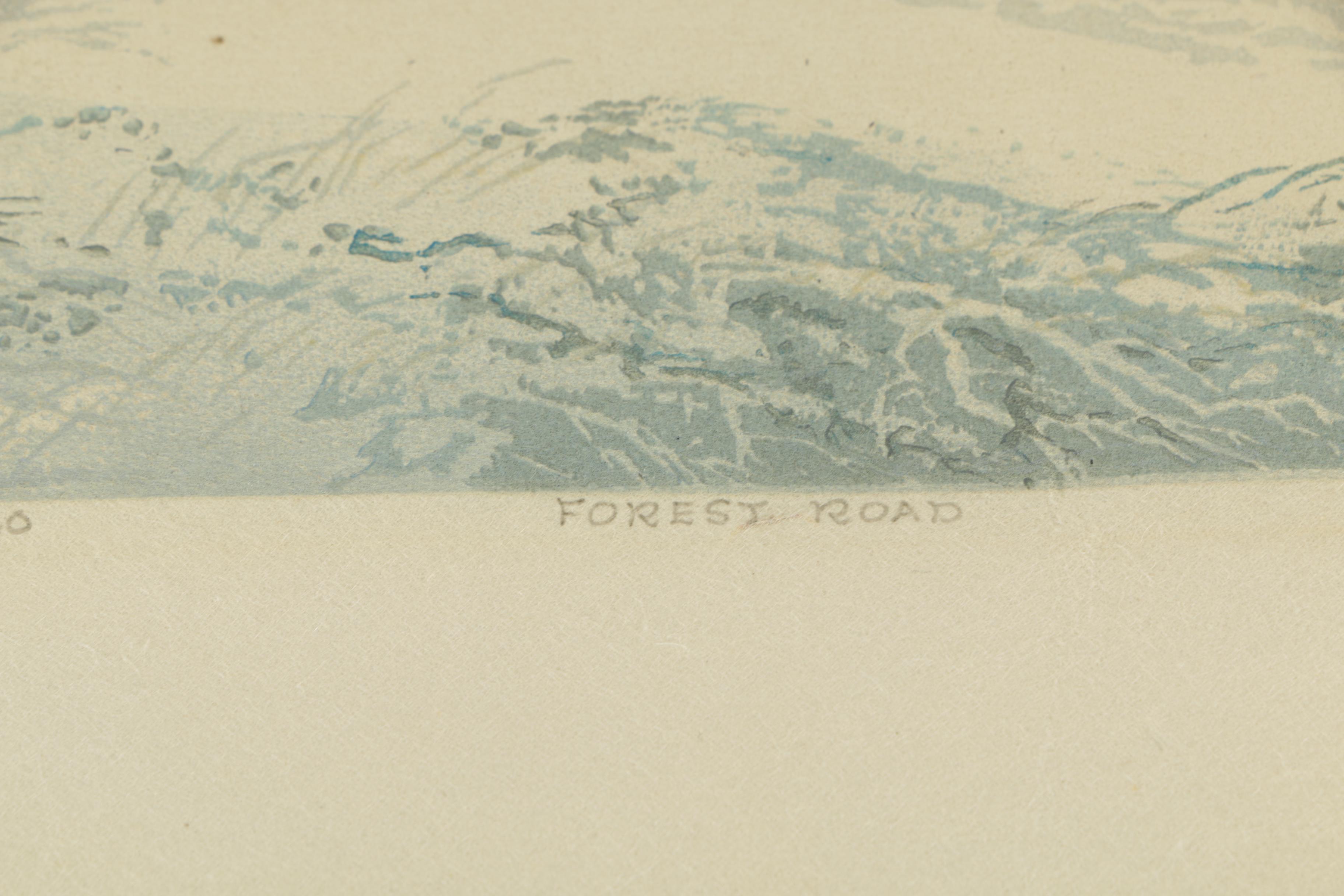 Ernest Watson 1920 Color Woodblock on Paper "Forest Road"