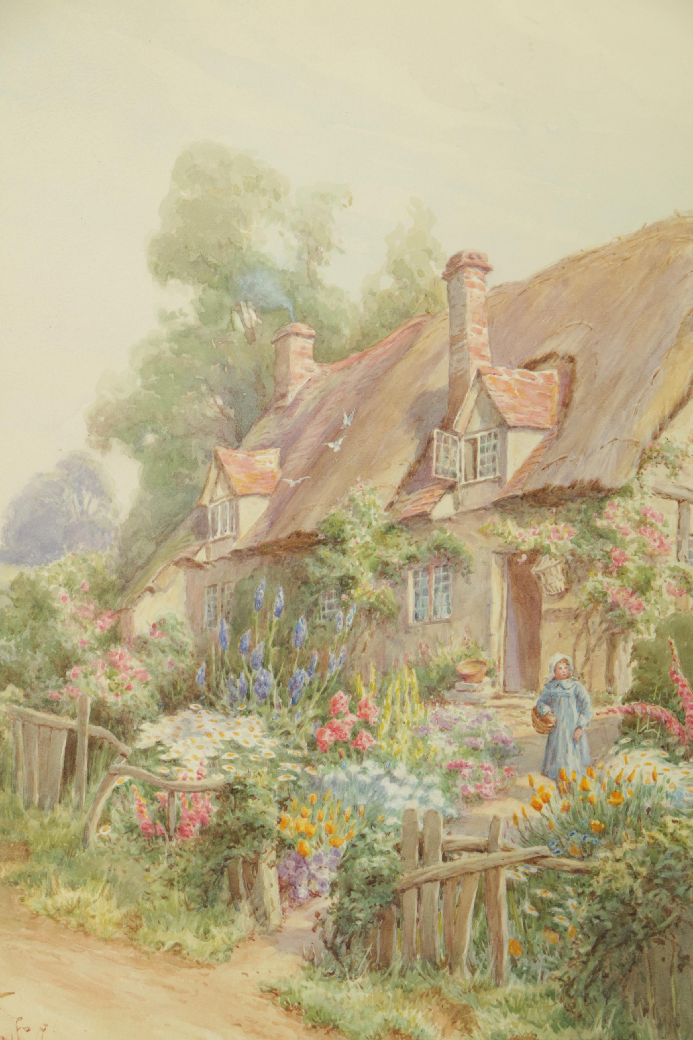 Maud Hollyer Watercolor Painting of a Rural Cottage