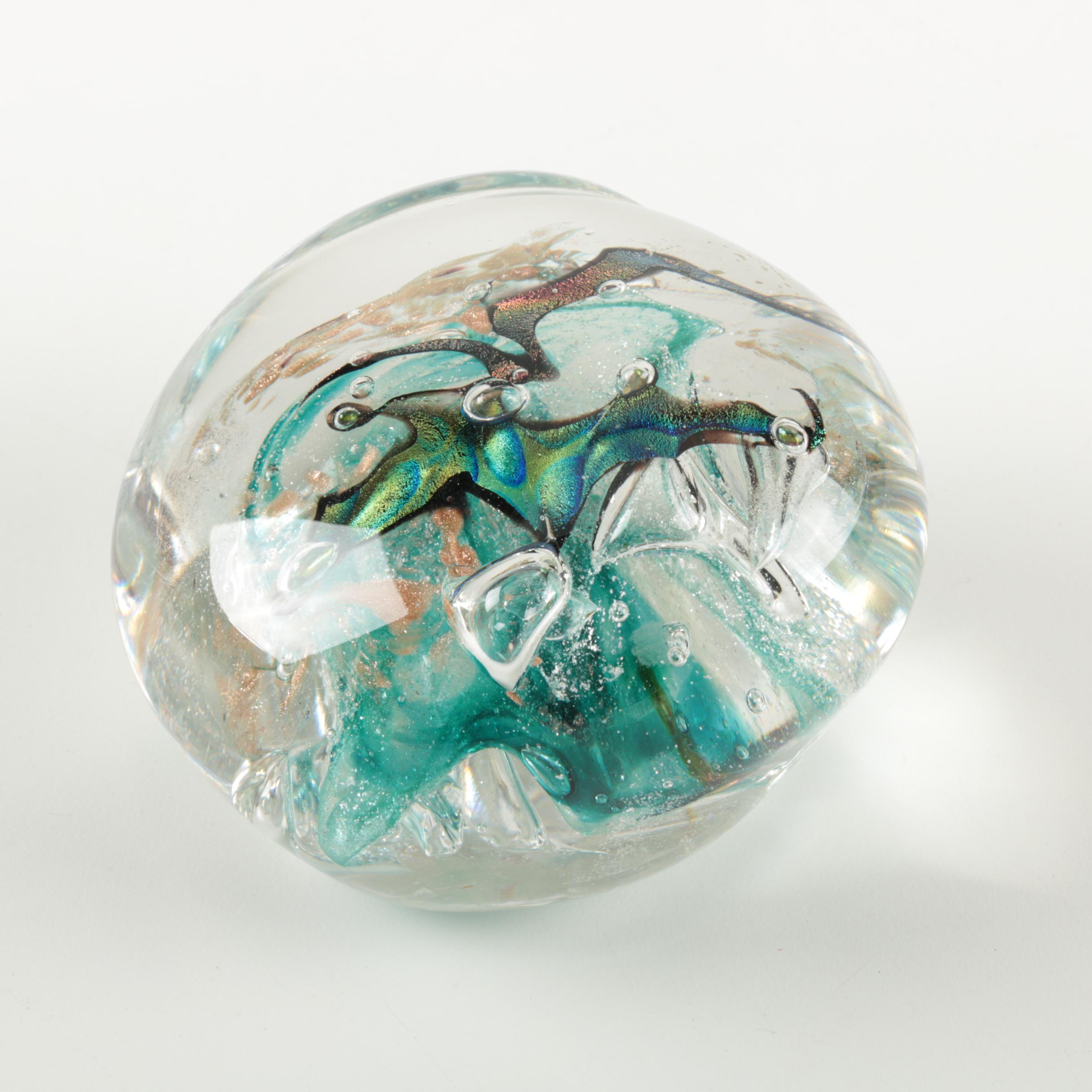 Signed Art Glass Paperweight