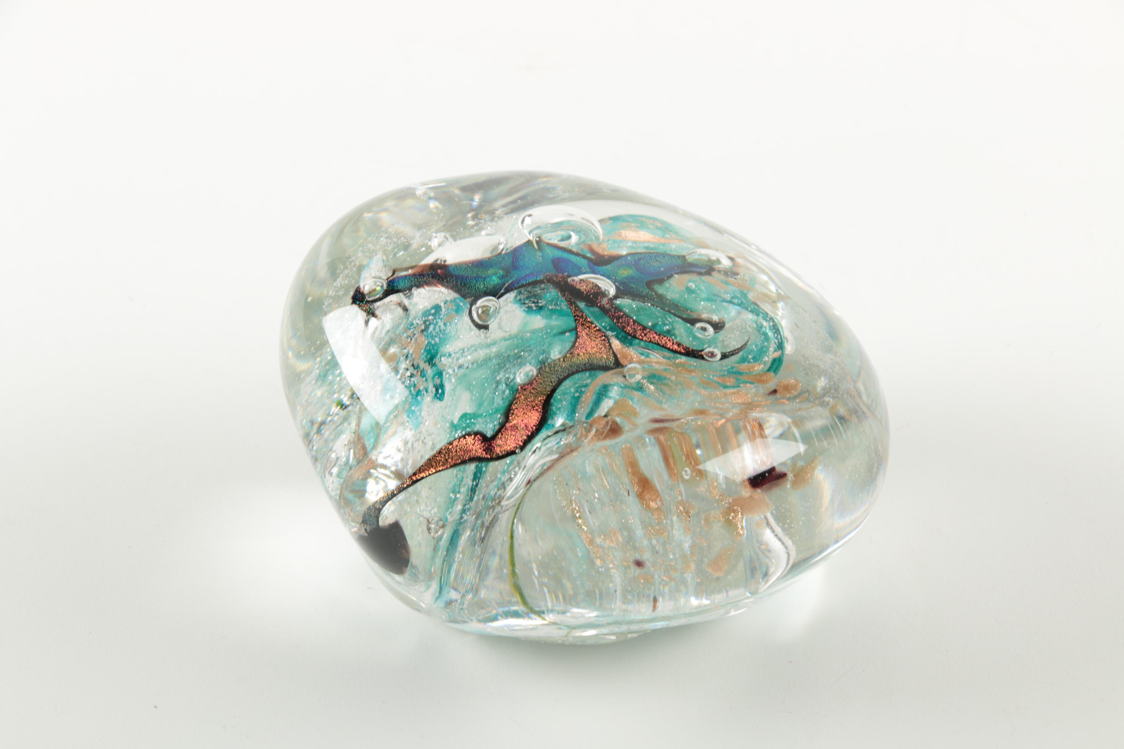 Signed Art Glass Paperweight