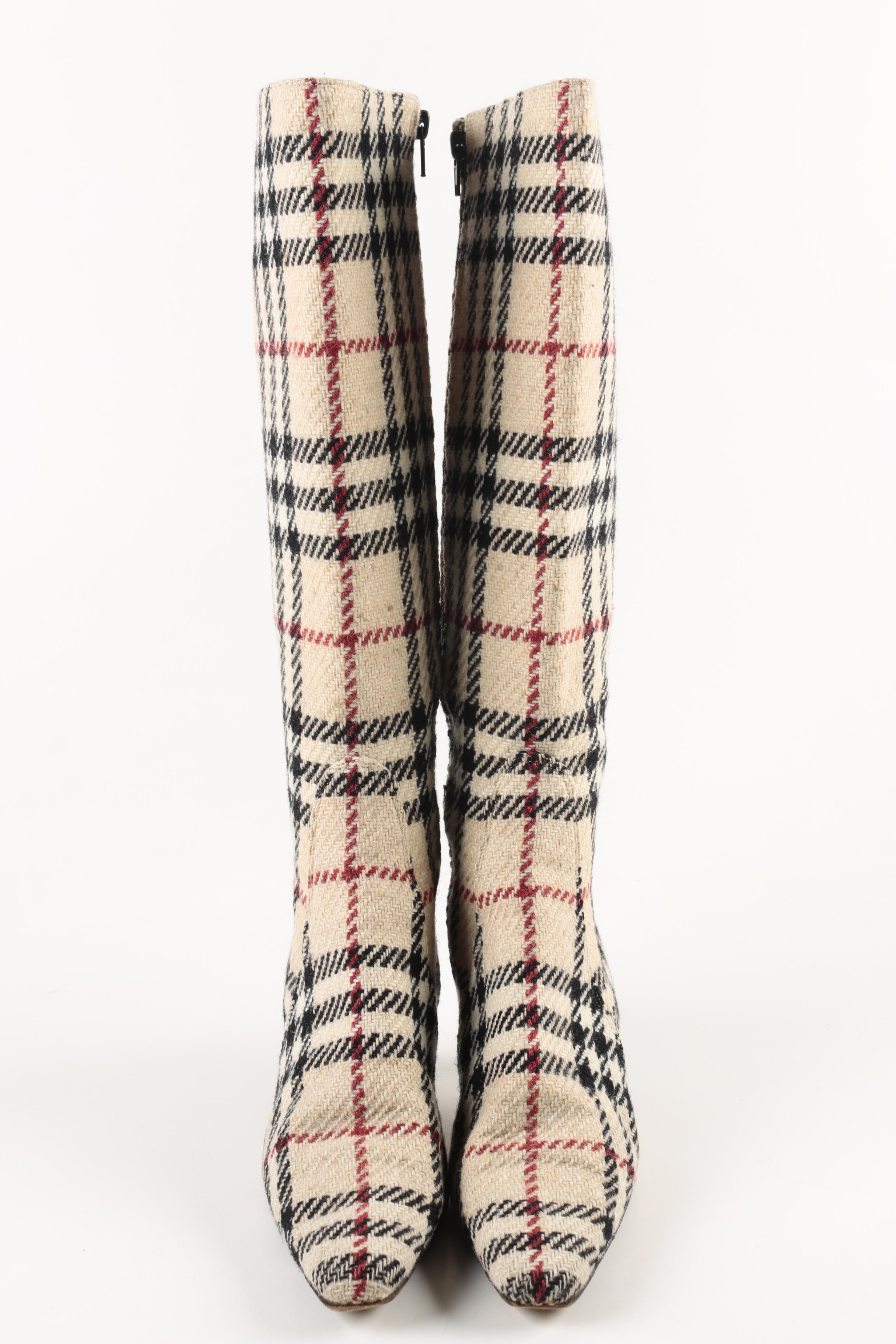 Burberry Wool and Leather Knee-High Boots