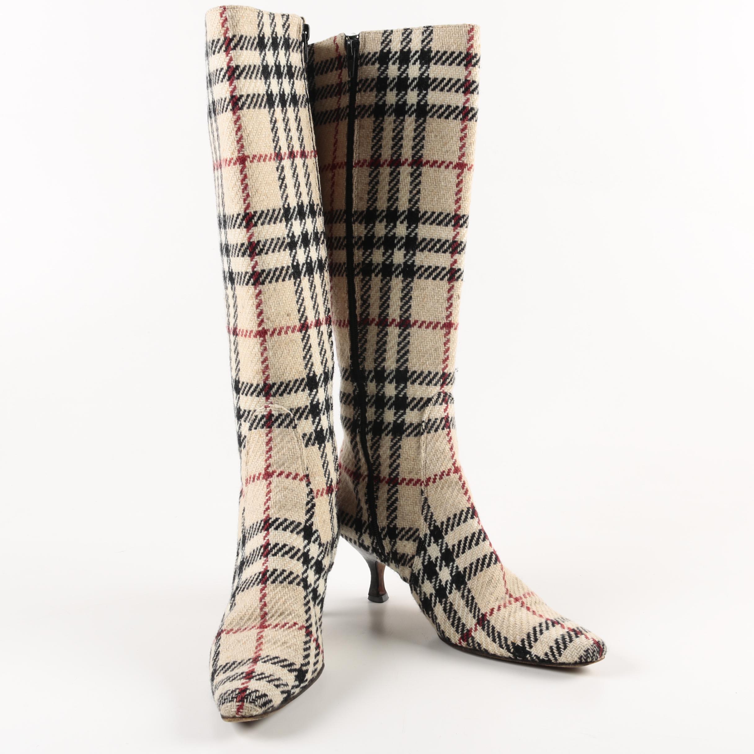 Burberry Wool and Leather Knee-High Boots