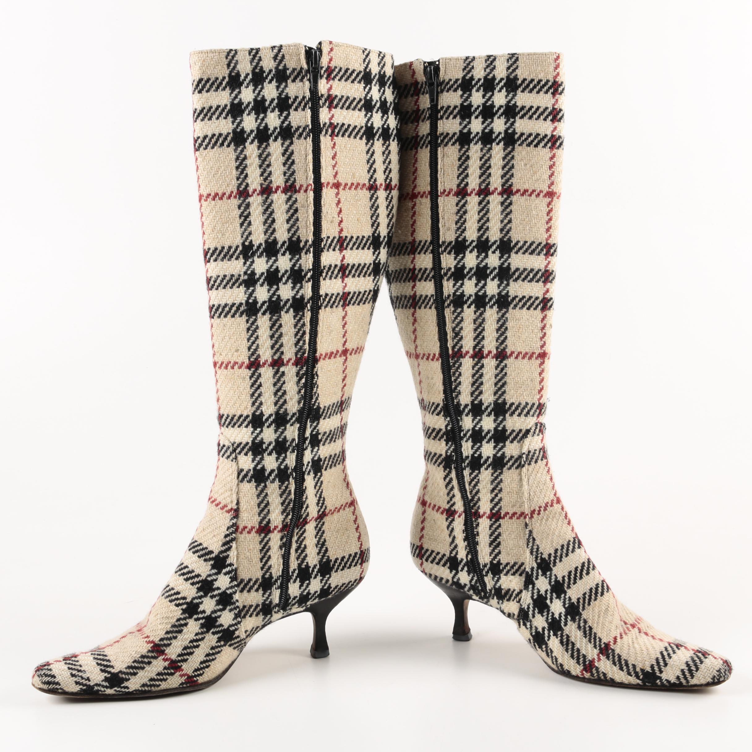 Burberry Wool and Leather Knee-High Boots