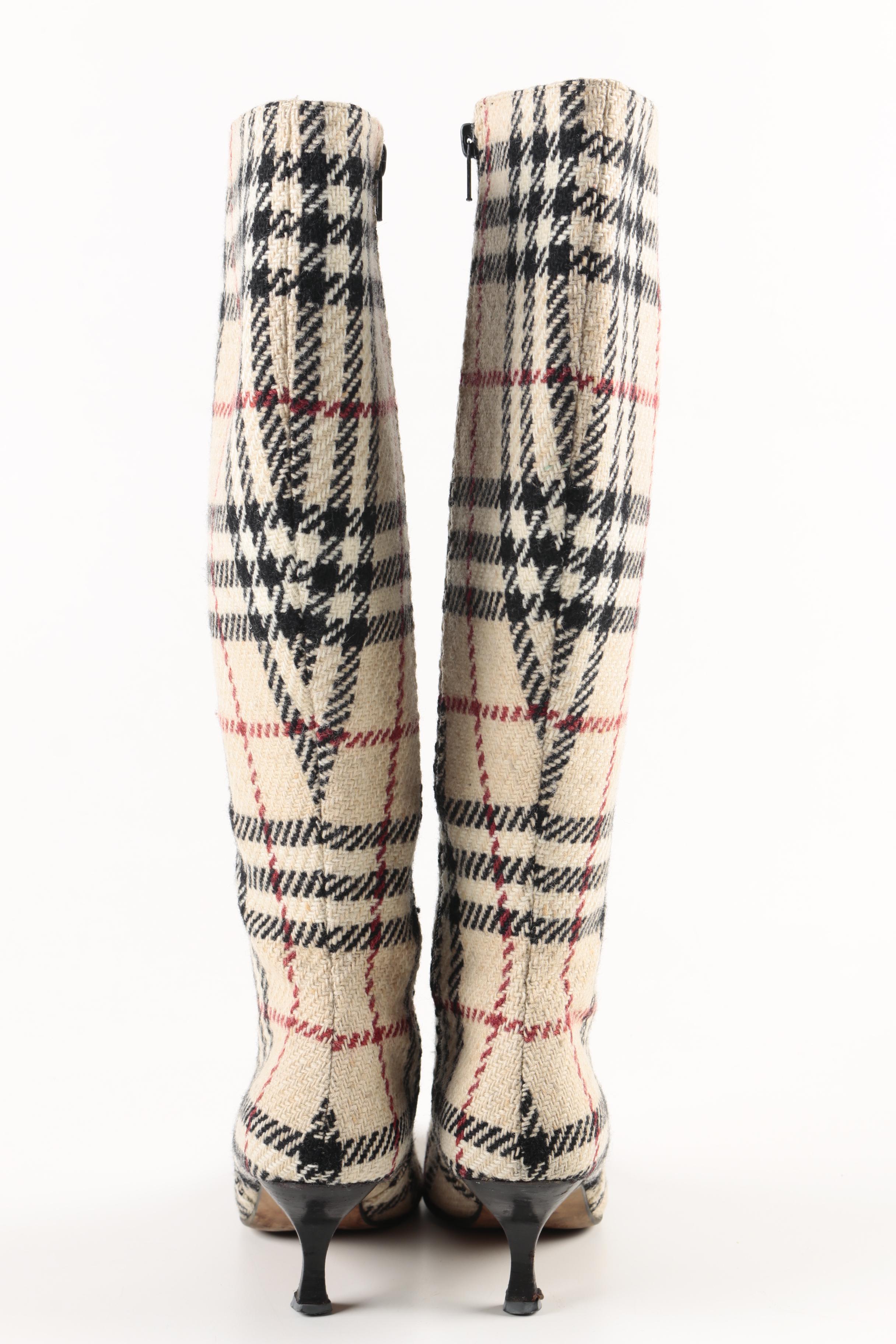 Burberry Wool and Leather Knee-High Boots