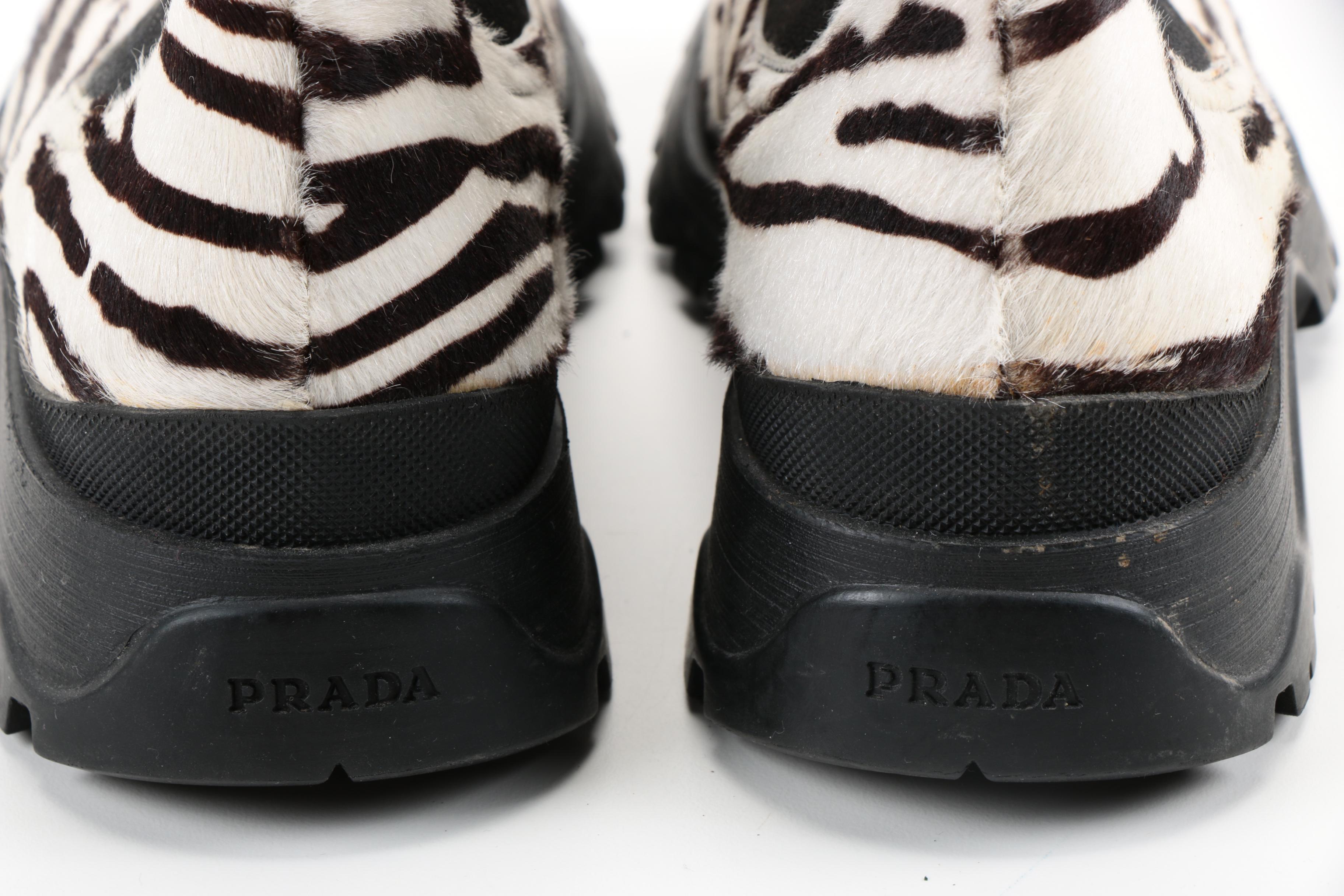 Prada Zebra Dyed Pony Hair Ankle Boots
