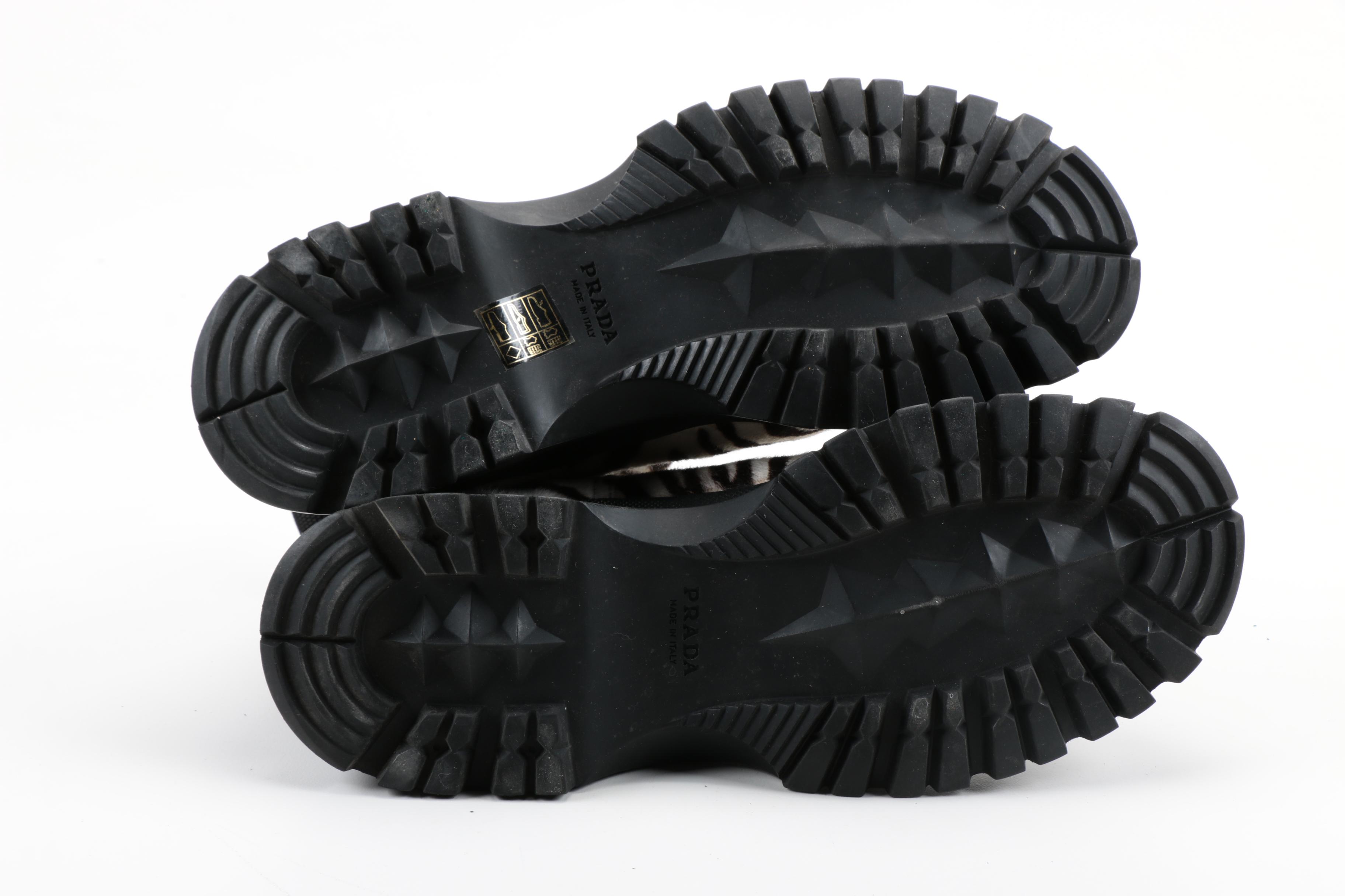 Prada Zebra Dyed Pony Hair Ankle Boots