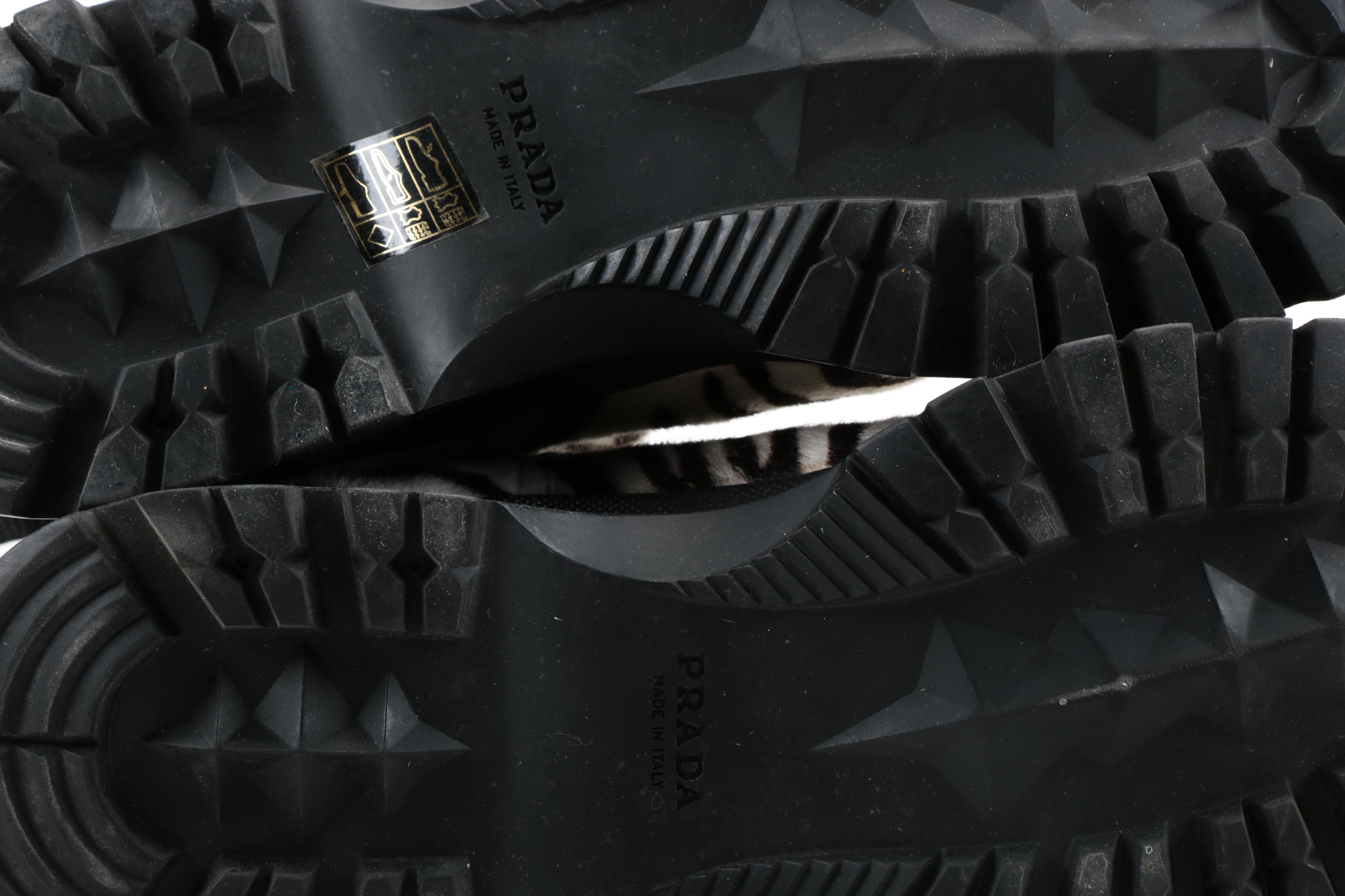 Prada Zebra Dyed Pony Hair Ankle Boots