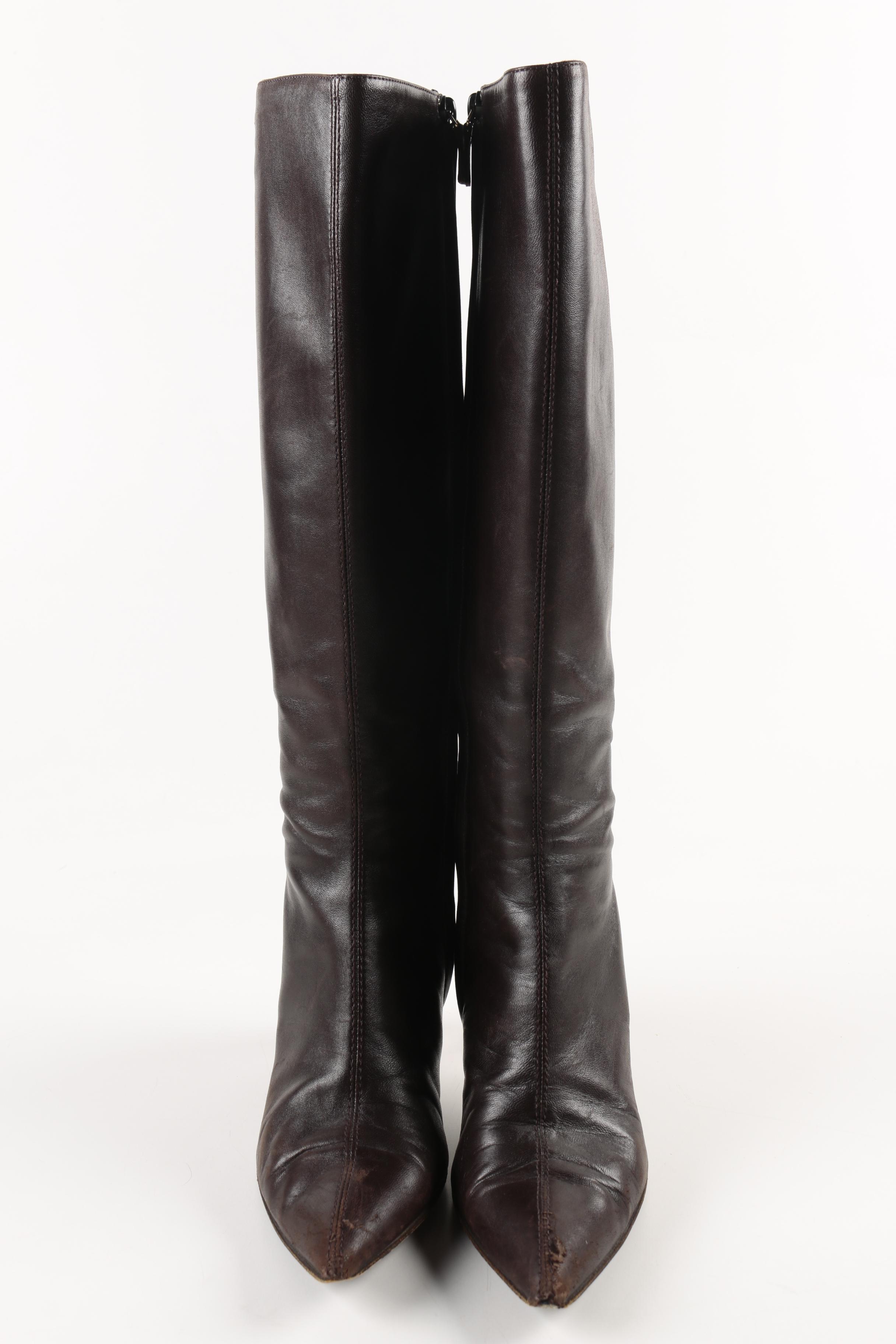 Gucci Brown Leather Knee-High Boots