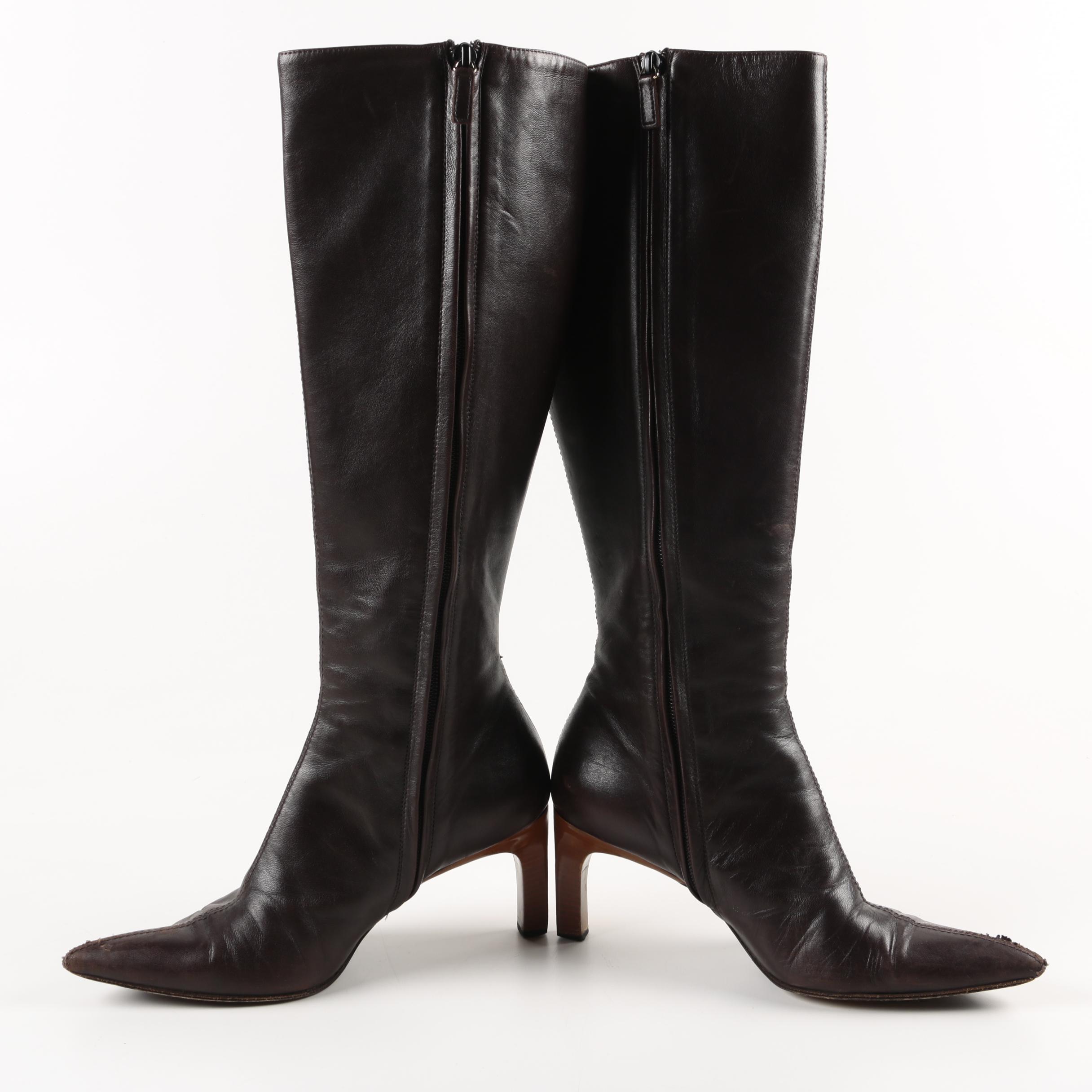 Gucci Brown Leather Knee-High Boots
