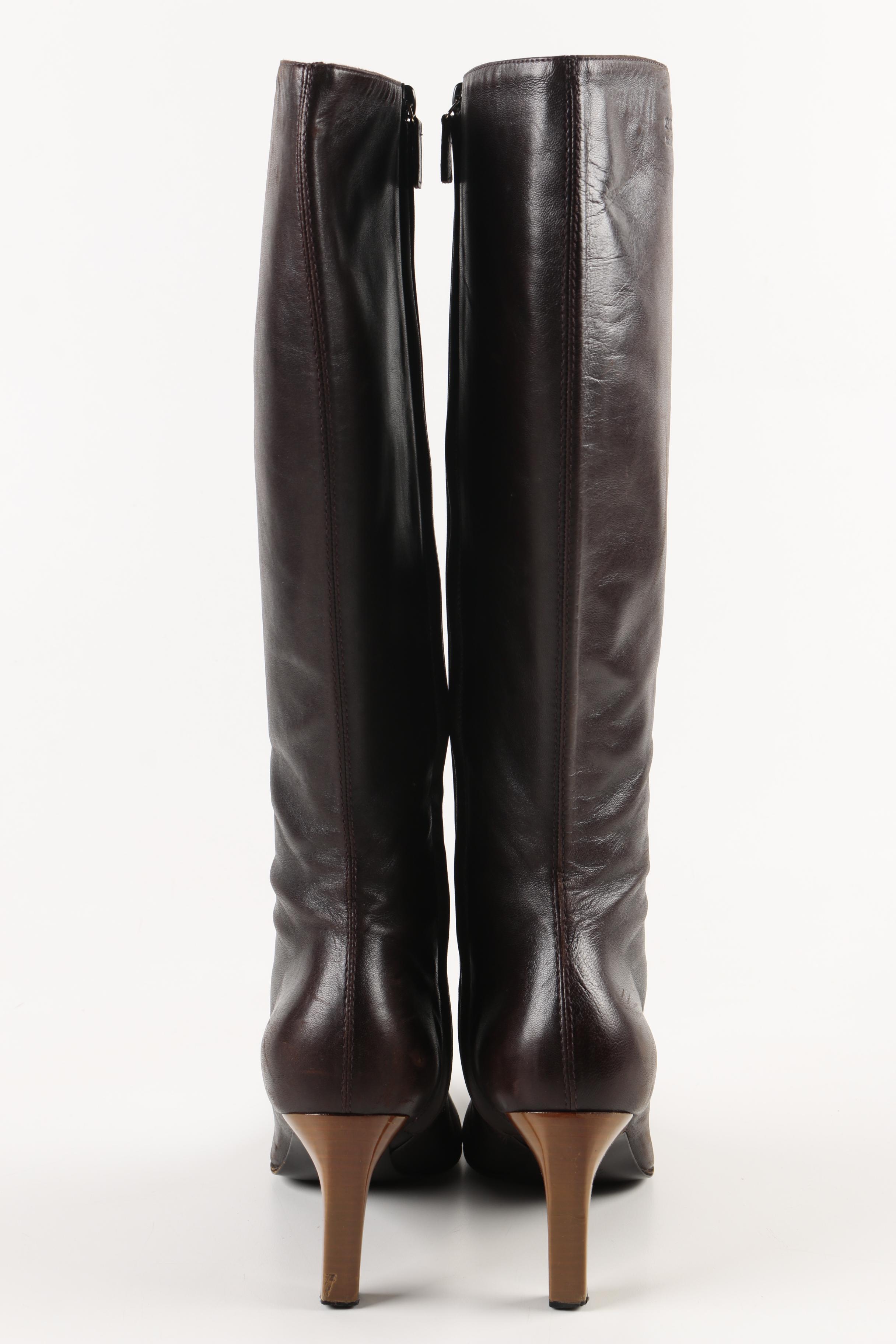 Gucci Brown Leather Knee-High Boots