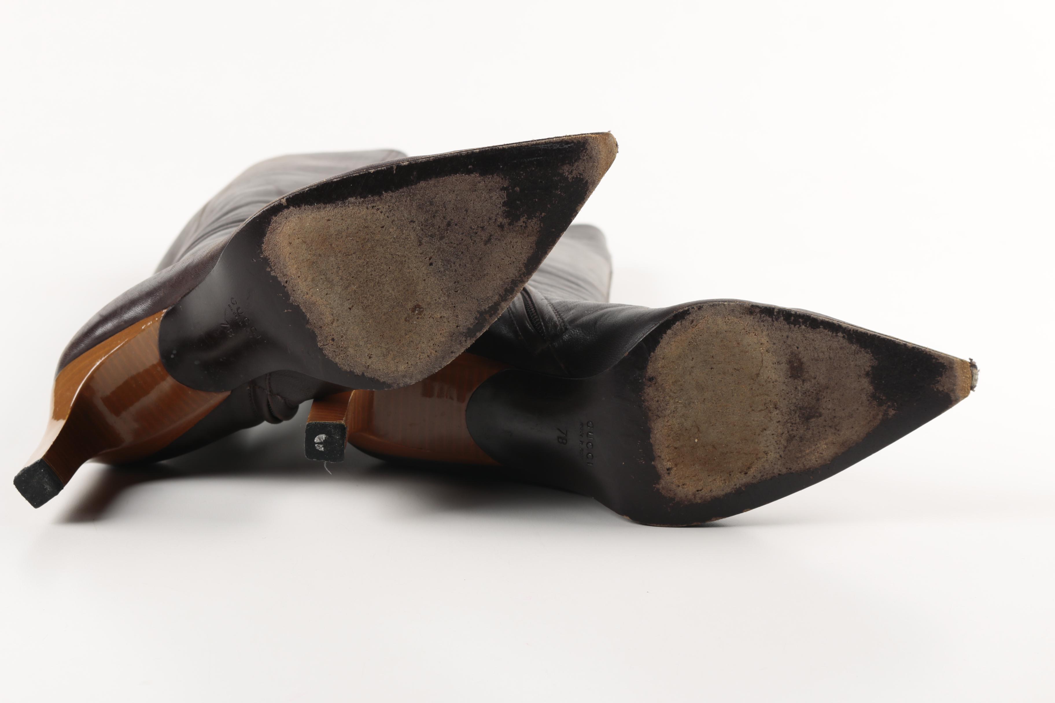 Gucci Brown Leather Knee-High Boots