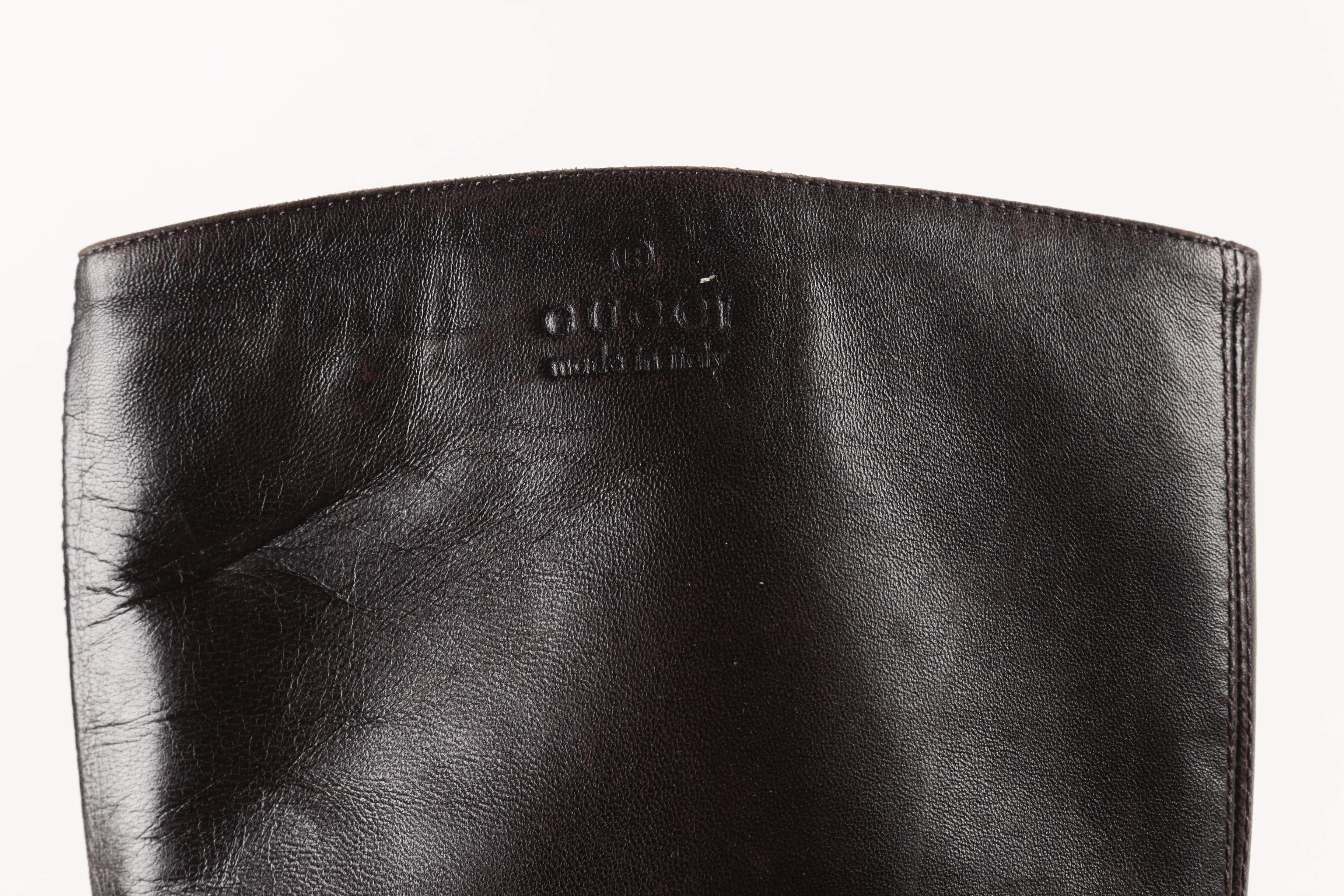 Gucci Brown Leather Knee-High Boots