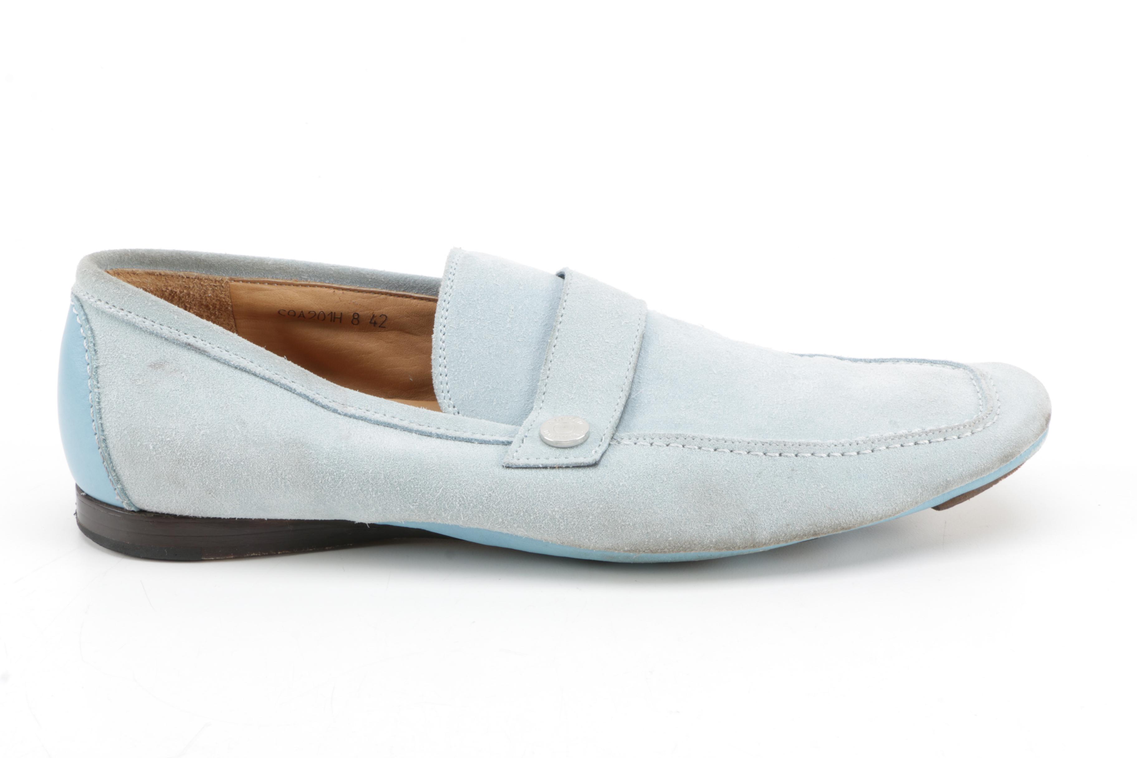 Men's Dunhill Light Blue Suede Driving Shoes
